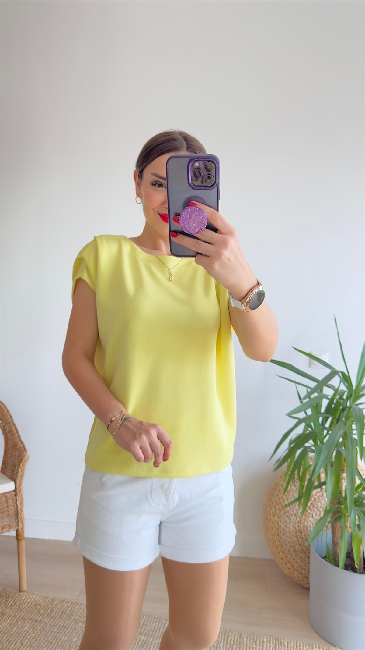 Sarı Kol Detaylı Tok Doku Modal Basic