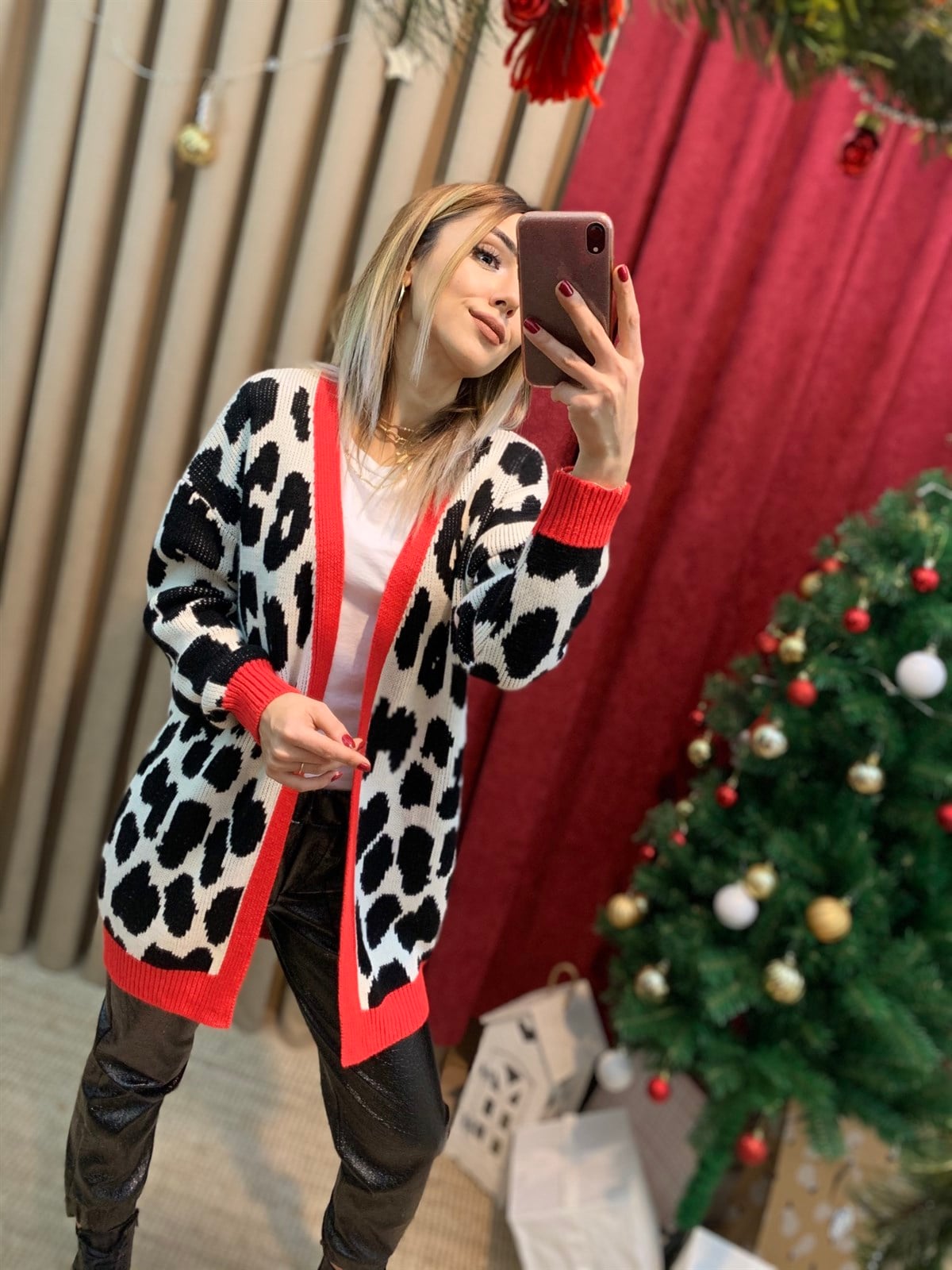 Leopar Desenli Hırka