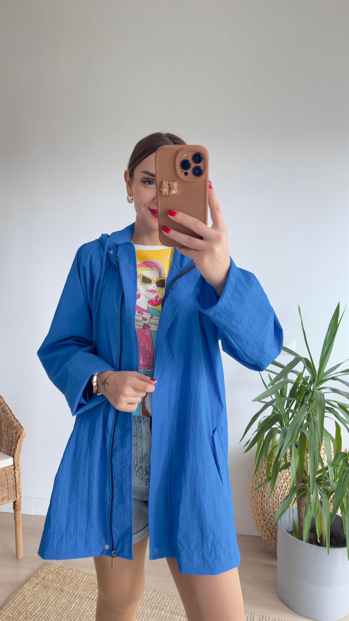 Madis Oversize Mavi Yağmurluk 