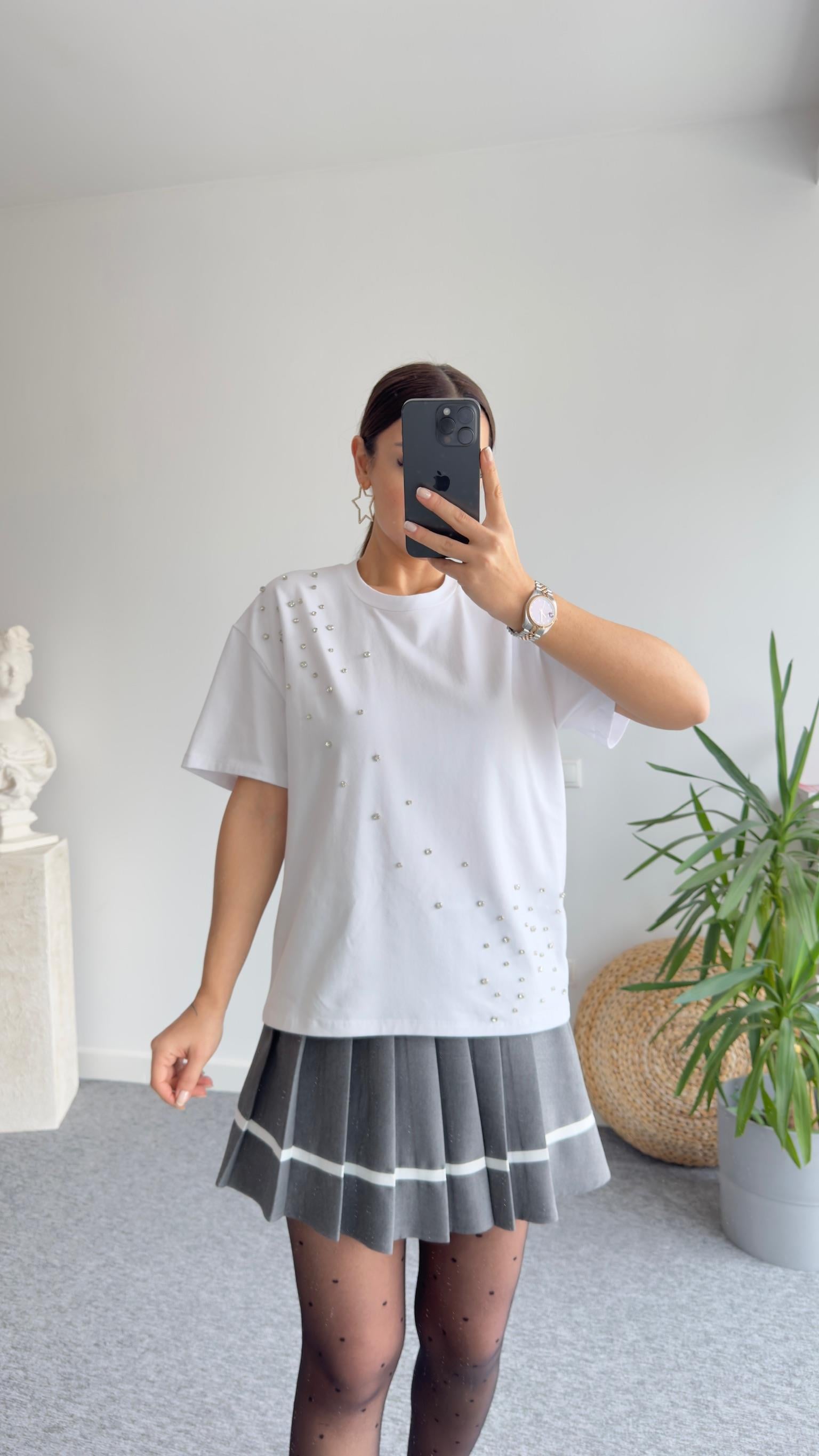 Brshk Taş Detaylı Beyaz Tshirt