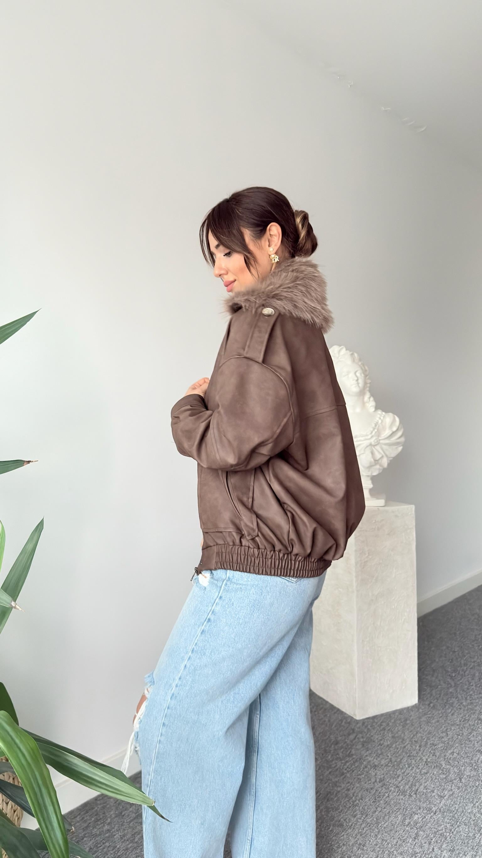 Kahve Wili Çıkarılabilir Kürk Detaylı Zra Model Mont 