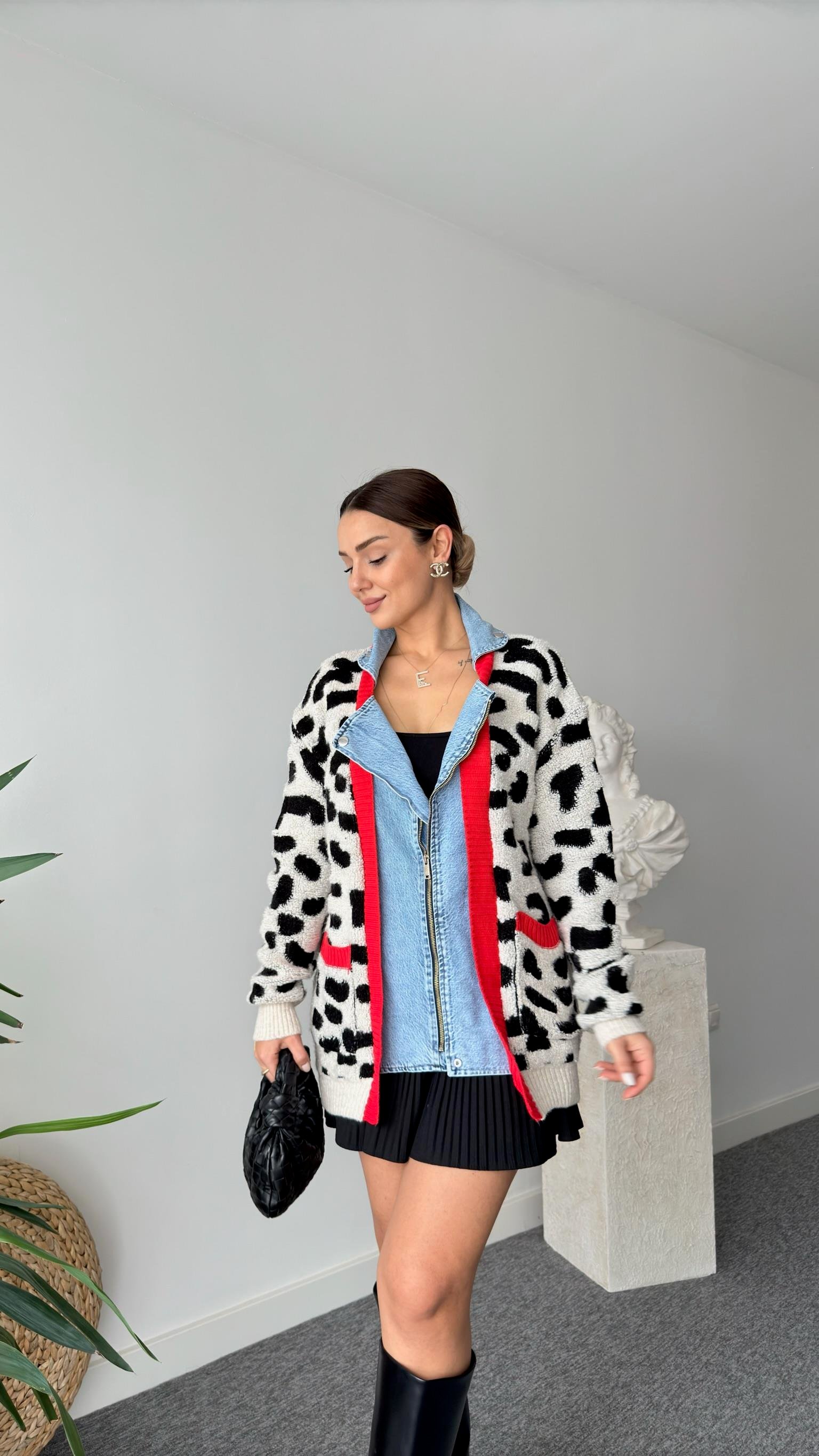 Raysa Kot Detaylı Leopar Hırka