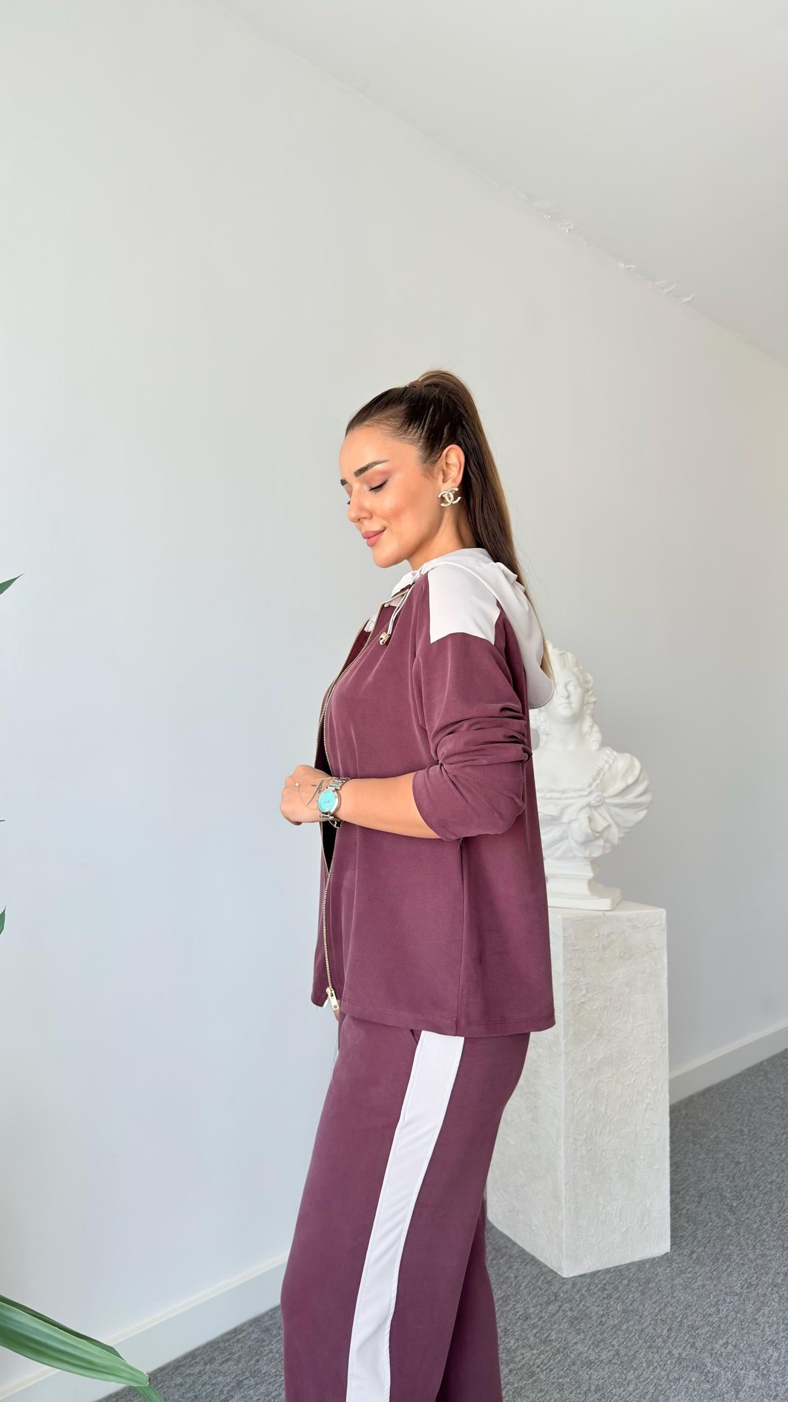 Bordo Labu Paraşüt Detaylı Modal Takım