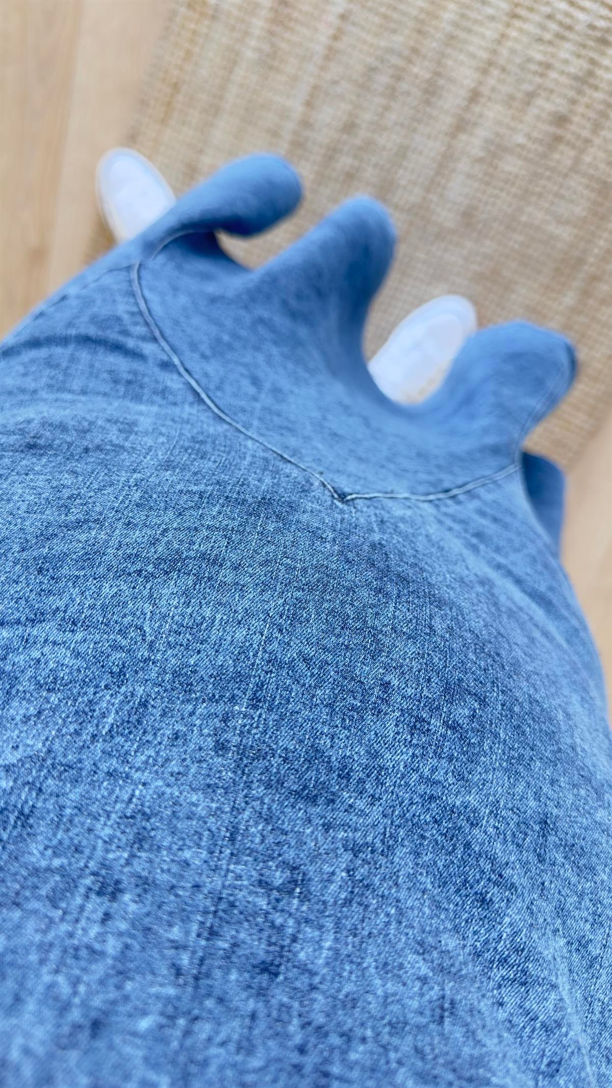 Kolsuz Likralı Kot Elbise