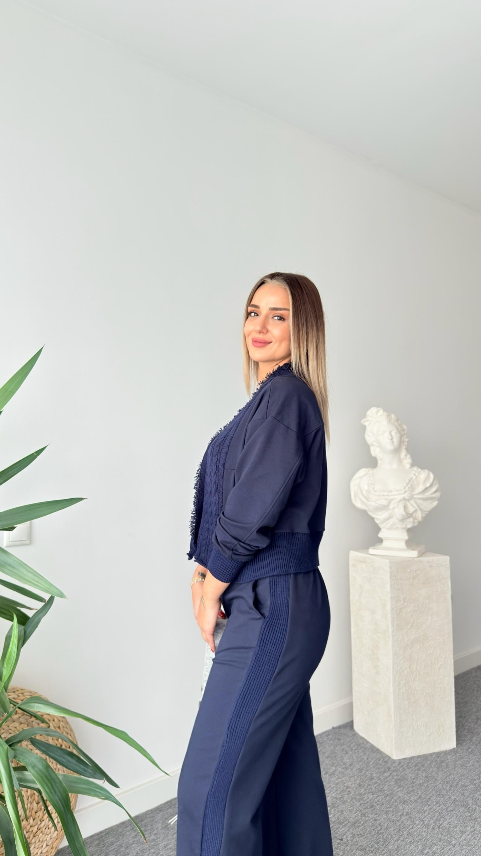 Tws Model Triko Garnili Hırka Pantolon Takım