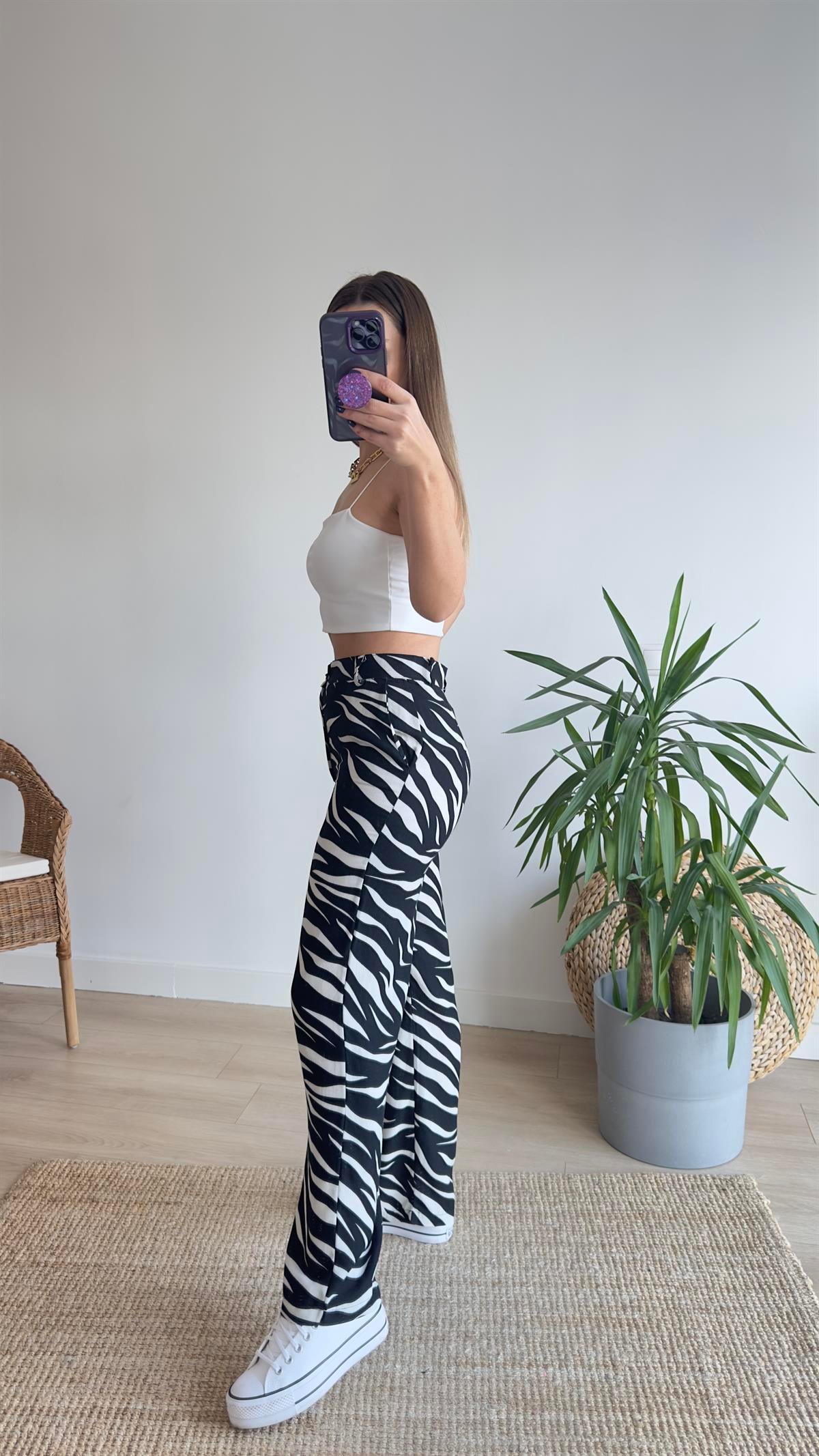 Zebra Desen Ceket Pantolon Takım