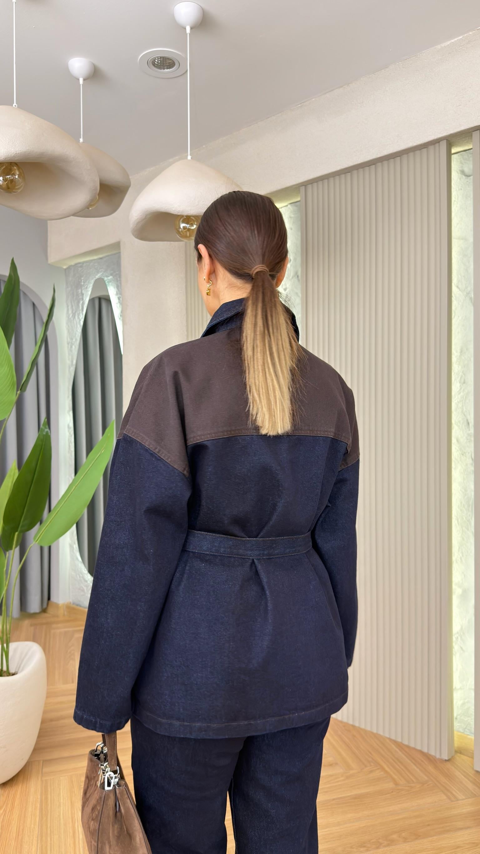 Torea Kahve Renk Geçişli Kuşaklı Jean Takım