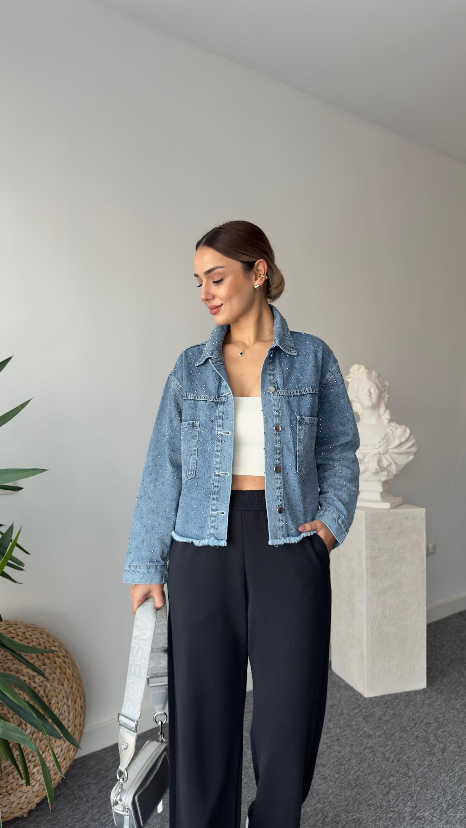 Vitor Taş İşlemeli Jean Ceket