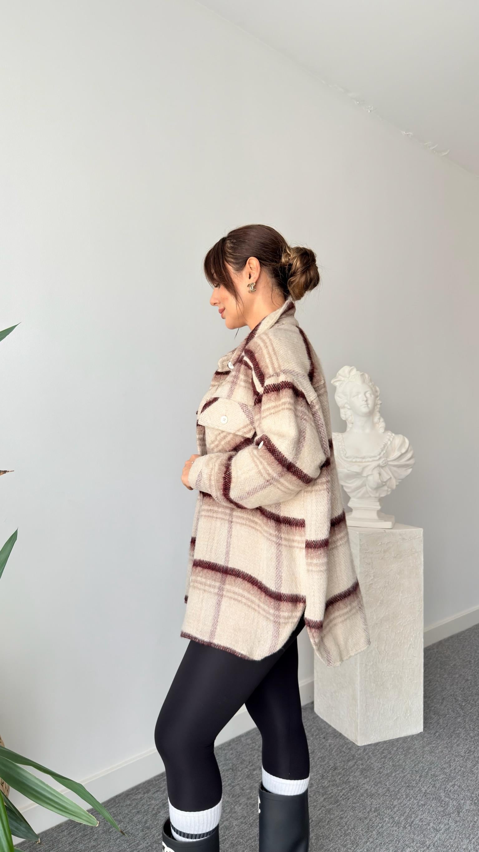 Leans Ekoseli Oversize Unisex Ceket