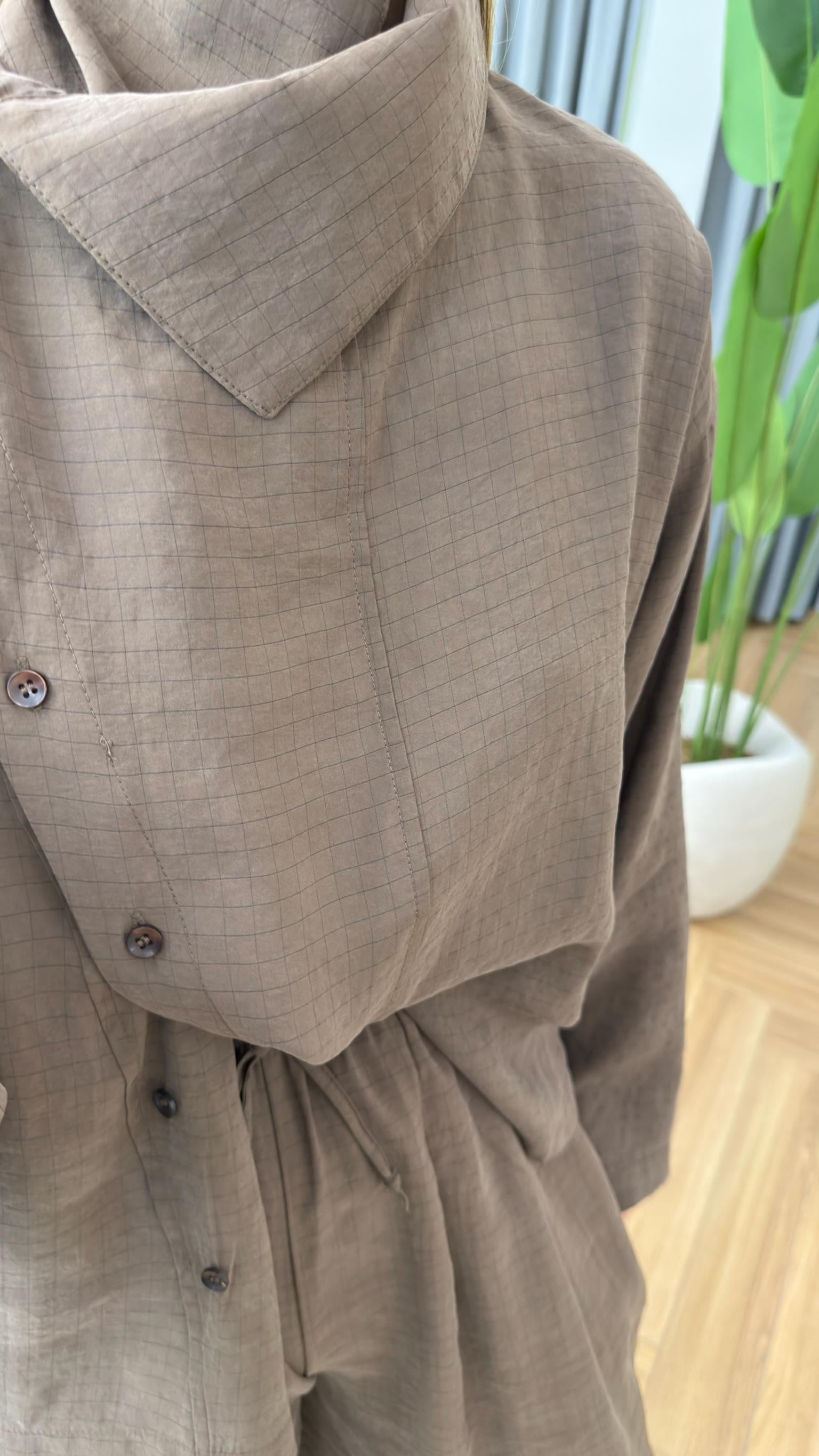 Kahve Rubert Dik Yaka Şalvar Takım