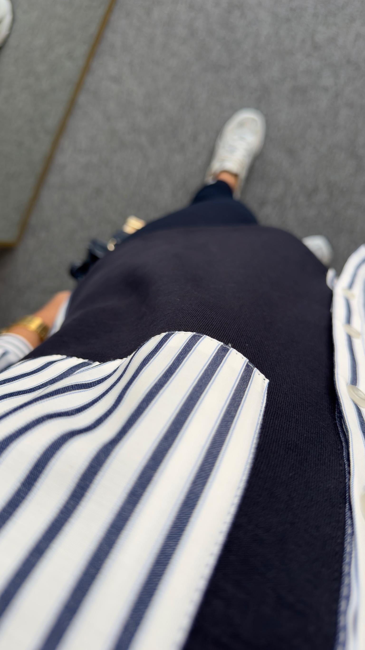 Ezela Çizgili Poplin Garnili Sweatshirt
