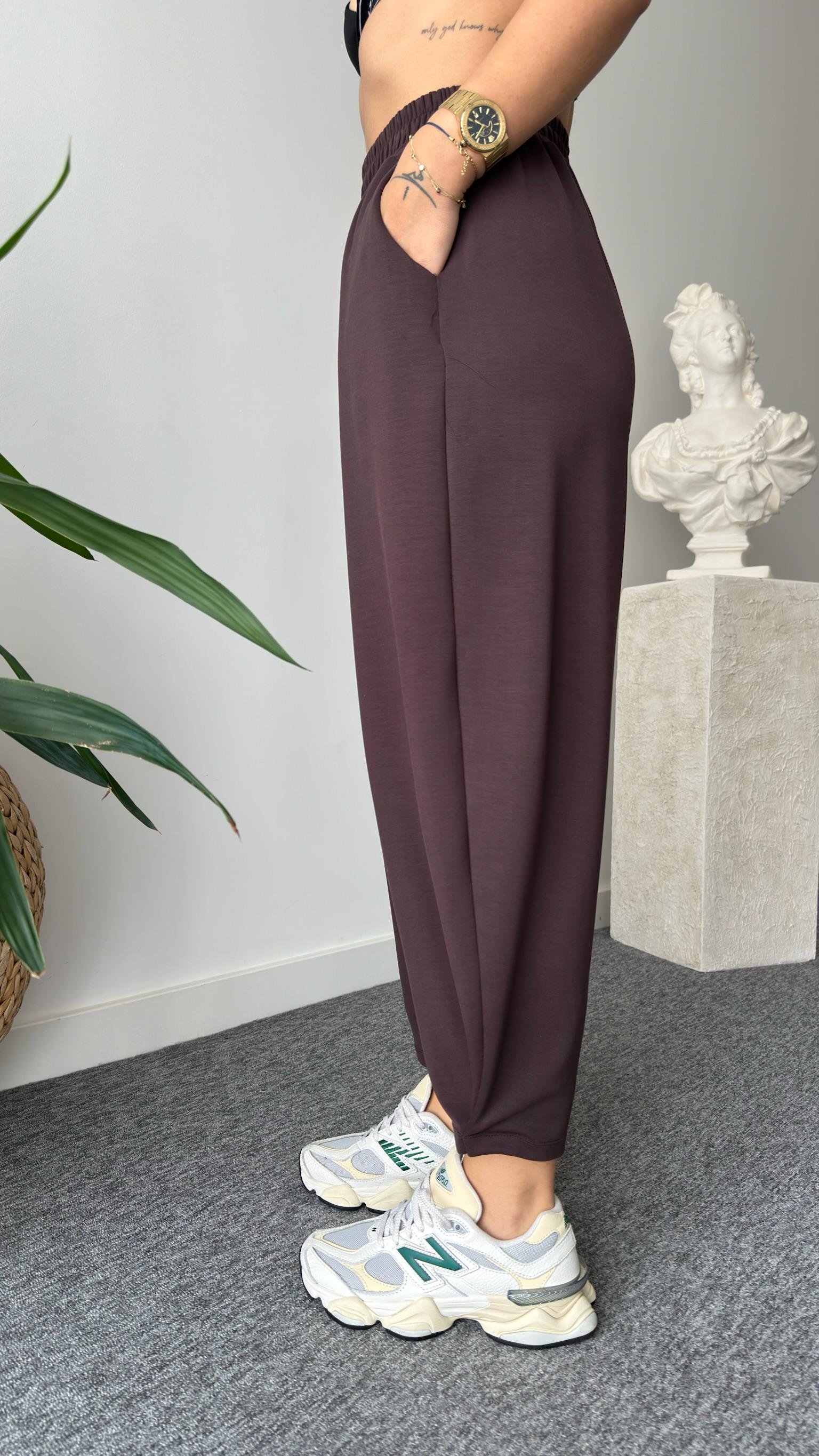 Premium Modal Kahve Şalvar Pantolon Takım