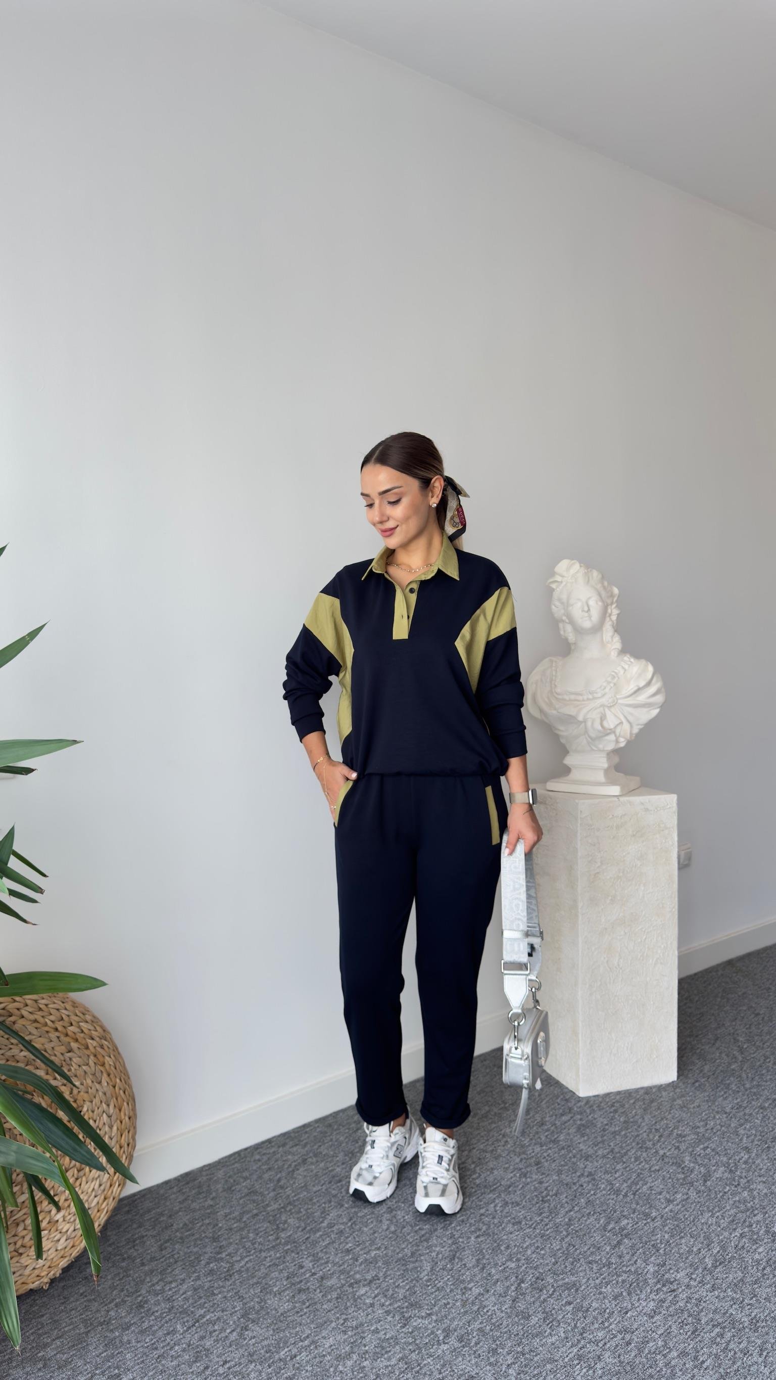 Afta Gömlek Yaka Yeşil Renk Geçişli Takım