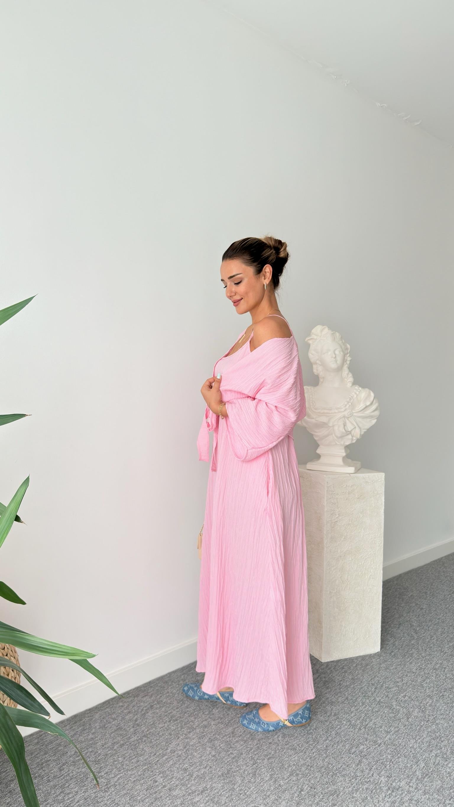 Pembe Merla İkili Elbise Takım