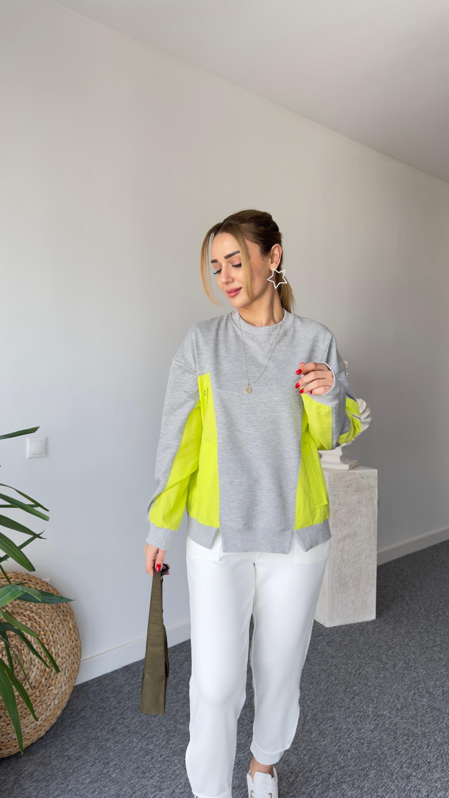 Tws Model Yeşil Paraşüt Garnili İnce Sweat
