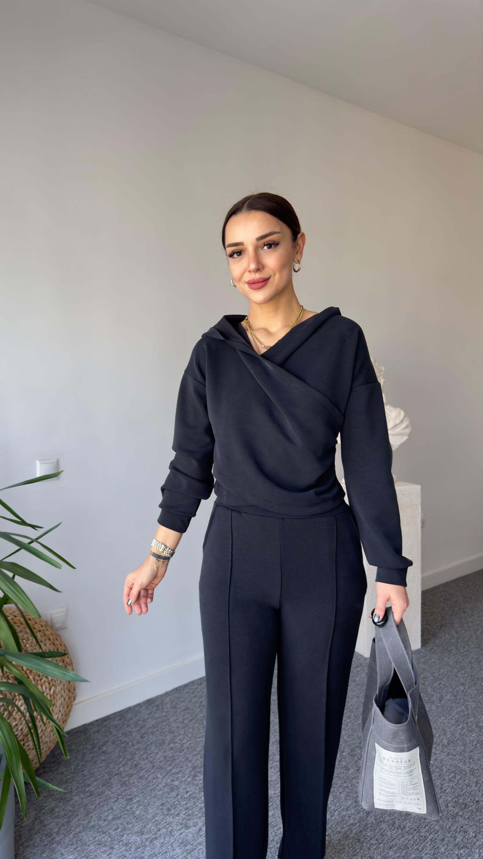 Kruvaze Model Kapüşonlu Modal Eşofman Takımı