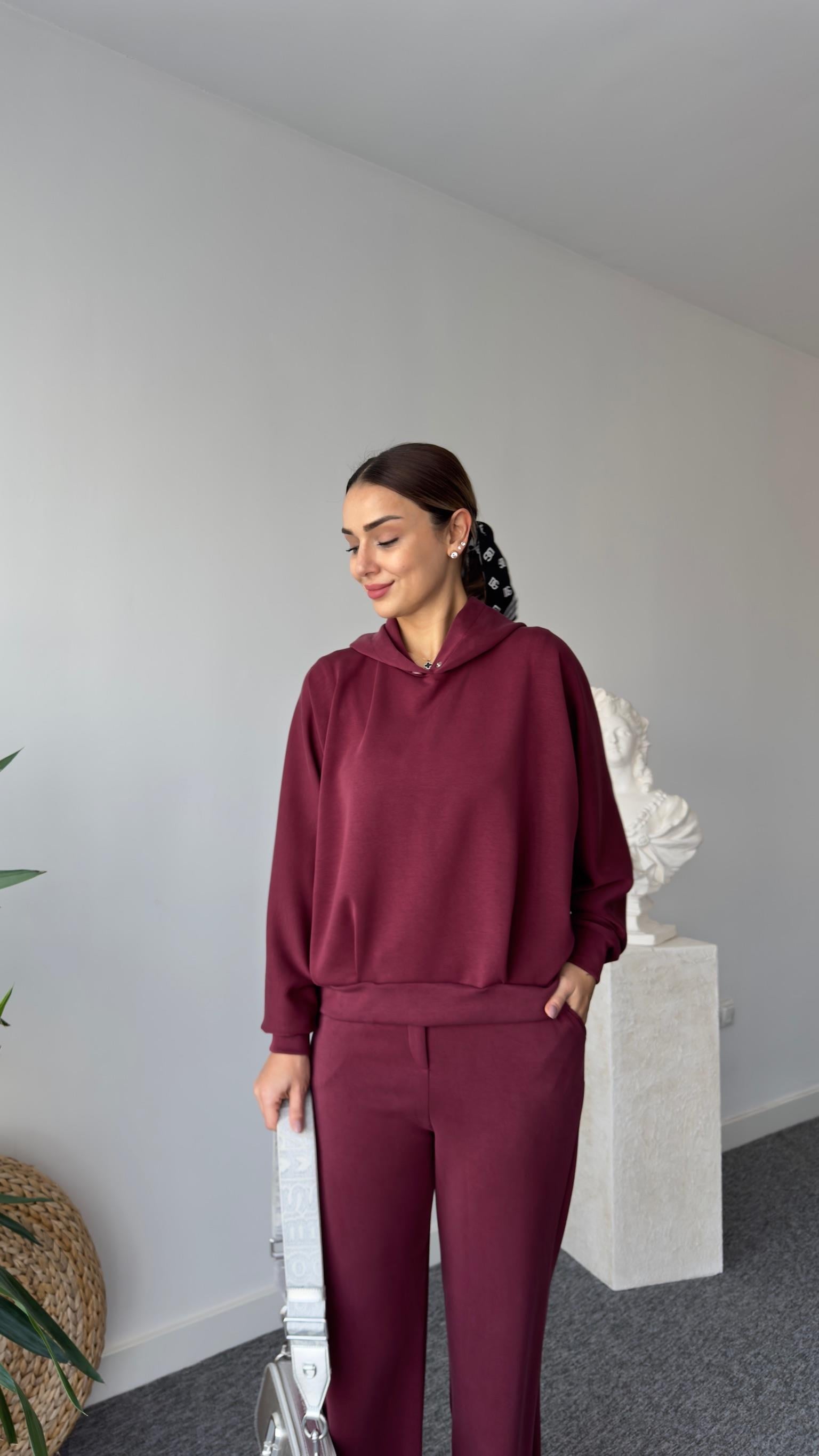 Datu Çıtçıtlı Bordo Modal Takım