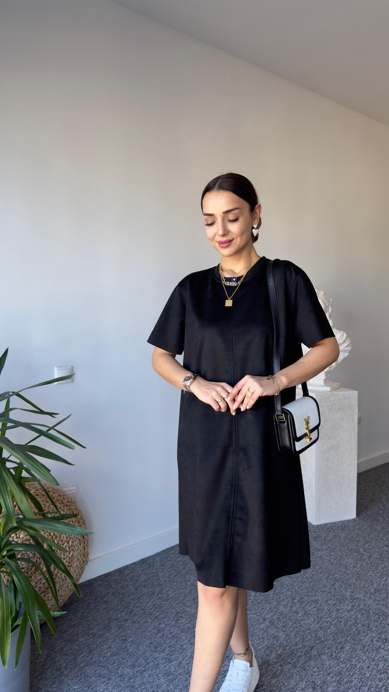 Siyah Süet Basic Elbise