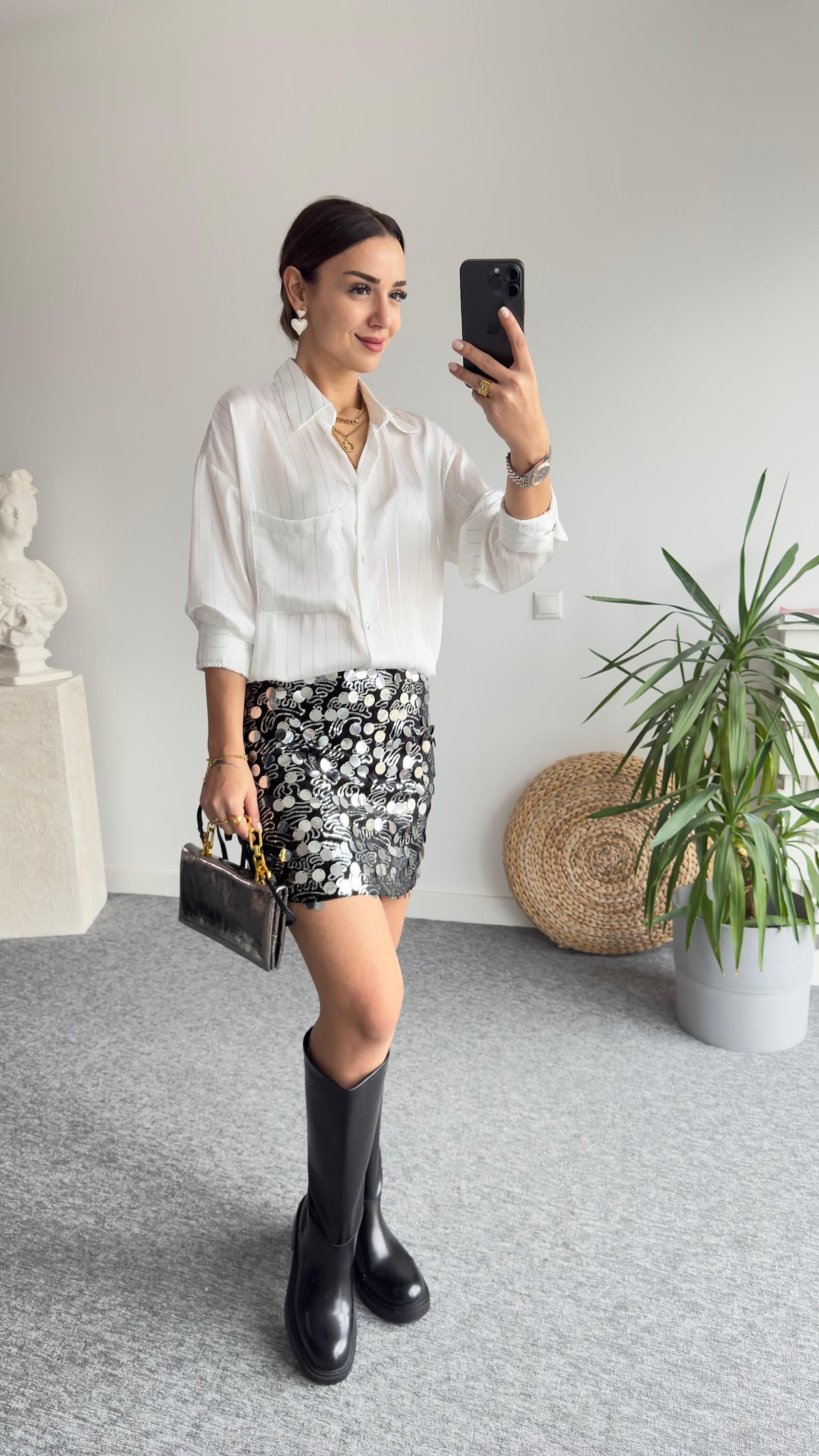 Saten Zra Model Çizgili Gömlek