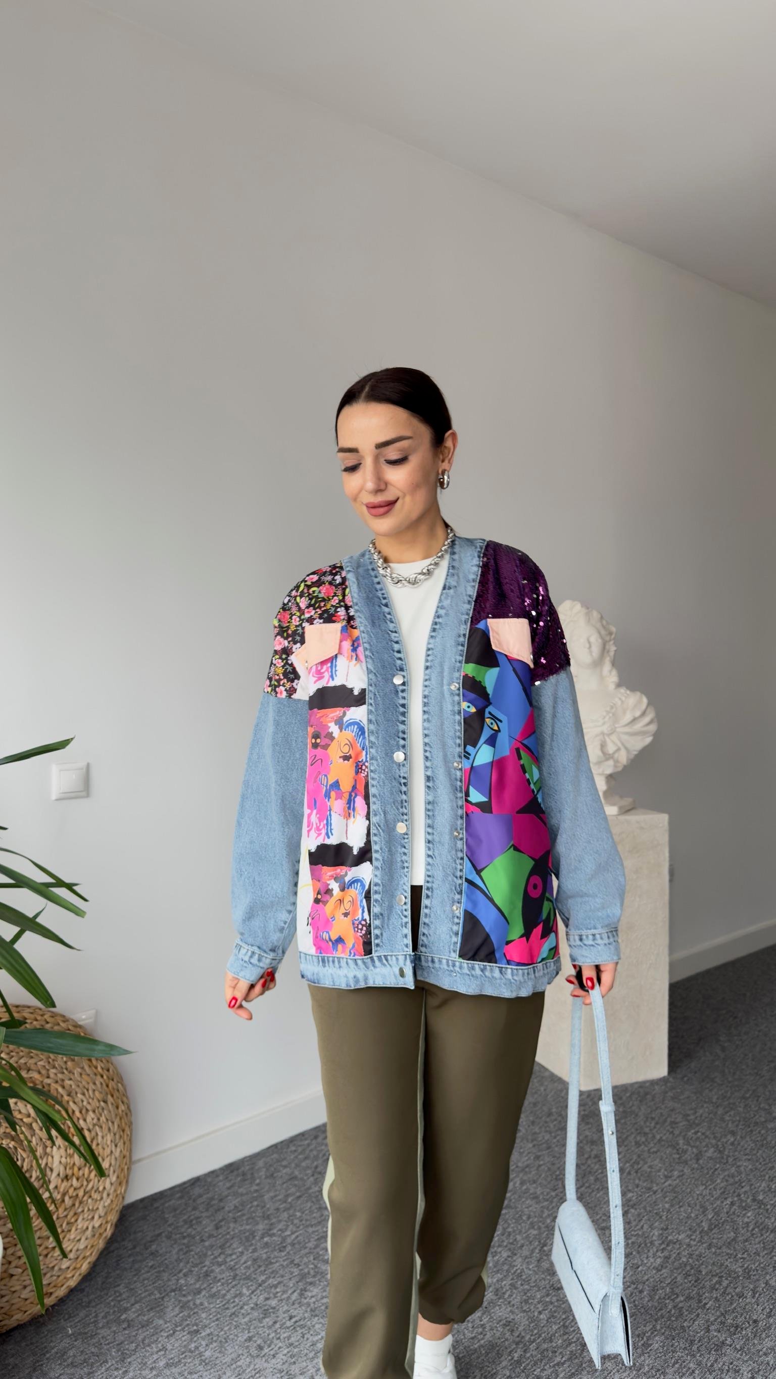 Pullu Tasarım Denim Ceket