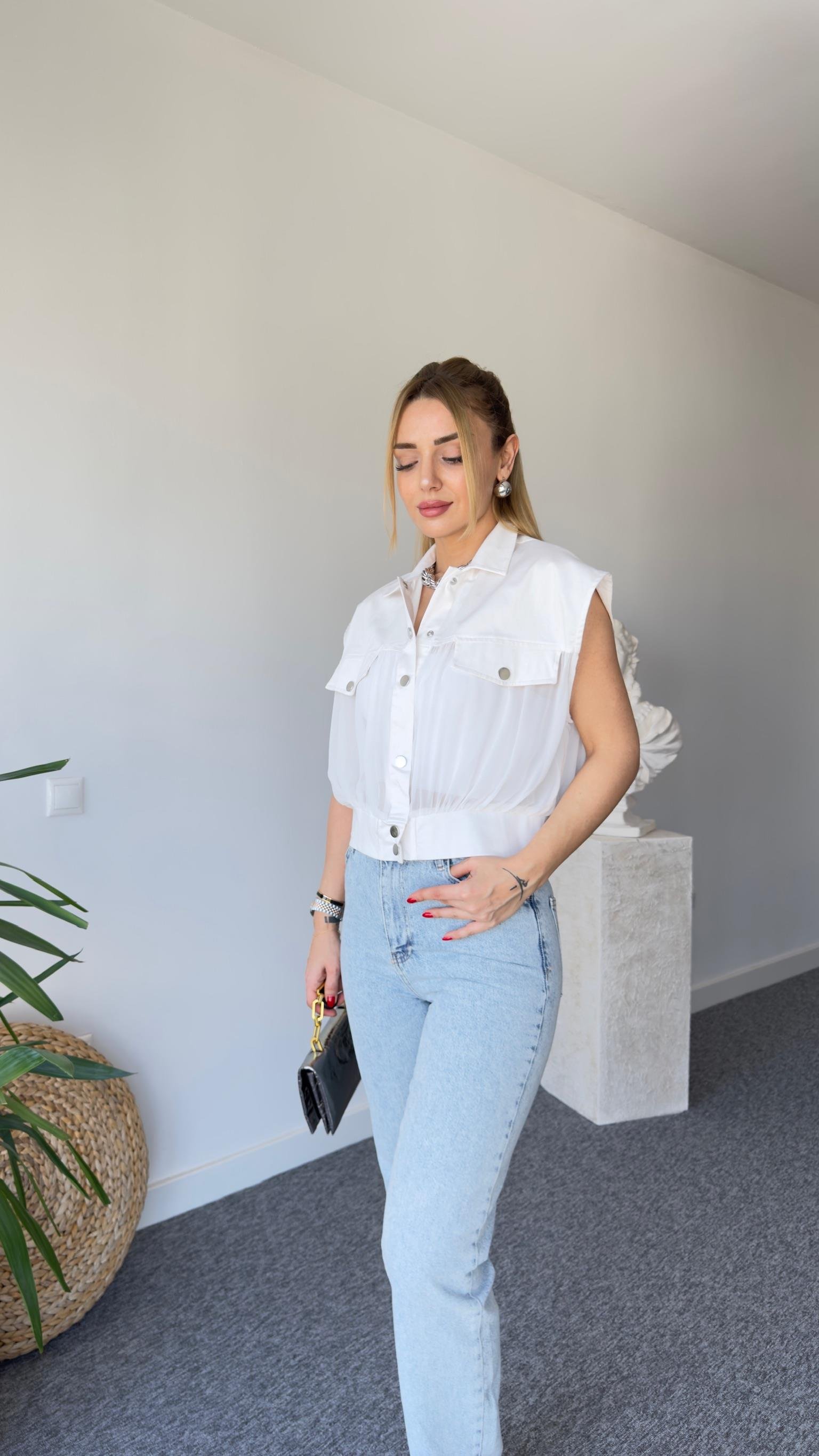 Tül Detaylı Tws Model Beyaz Yelek