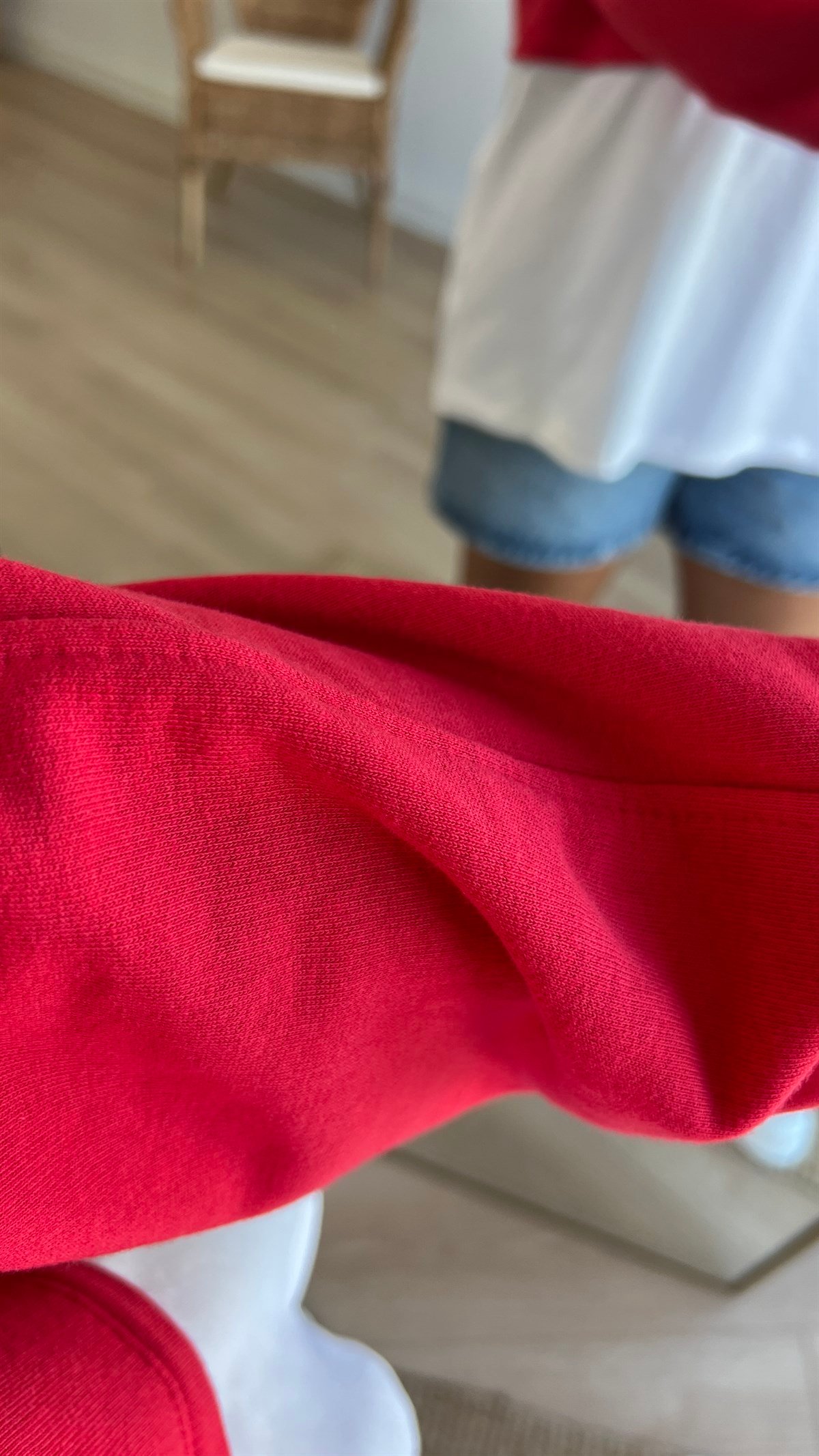 Balıkçı Yaka Tshirt Detaylı Kırmızı Sweat
