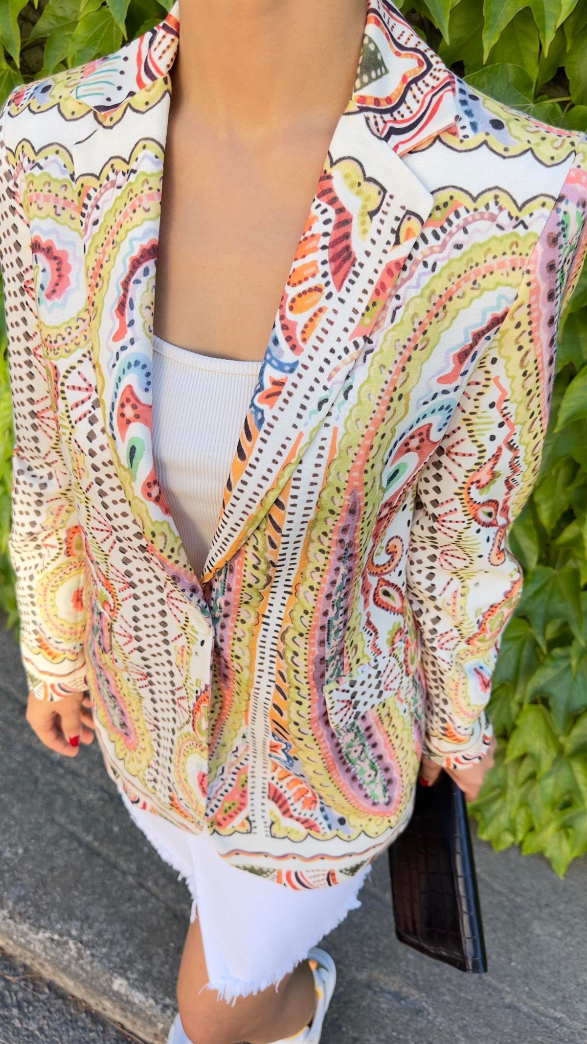 Etnik Desenli Blazer Ceket
