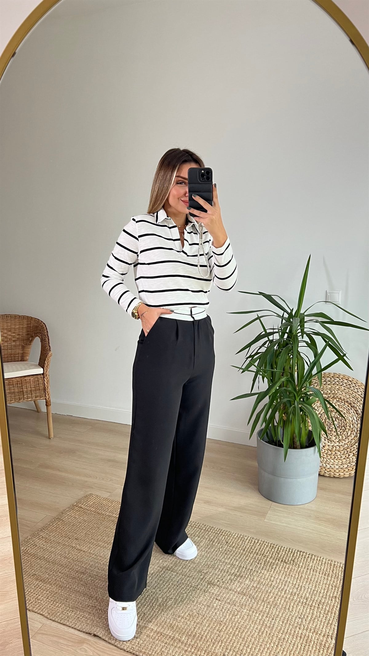 Polo Yaka Çizgili Basic Sweat