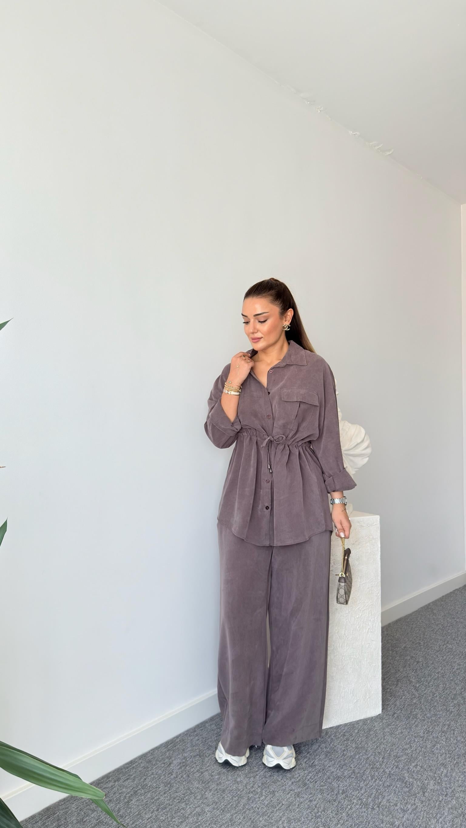 Kahve Orena Bel Büzgülü Tensel Takım 