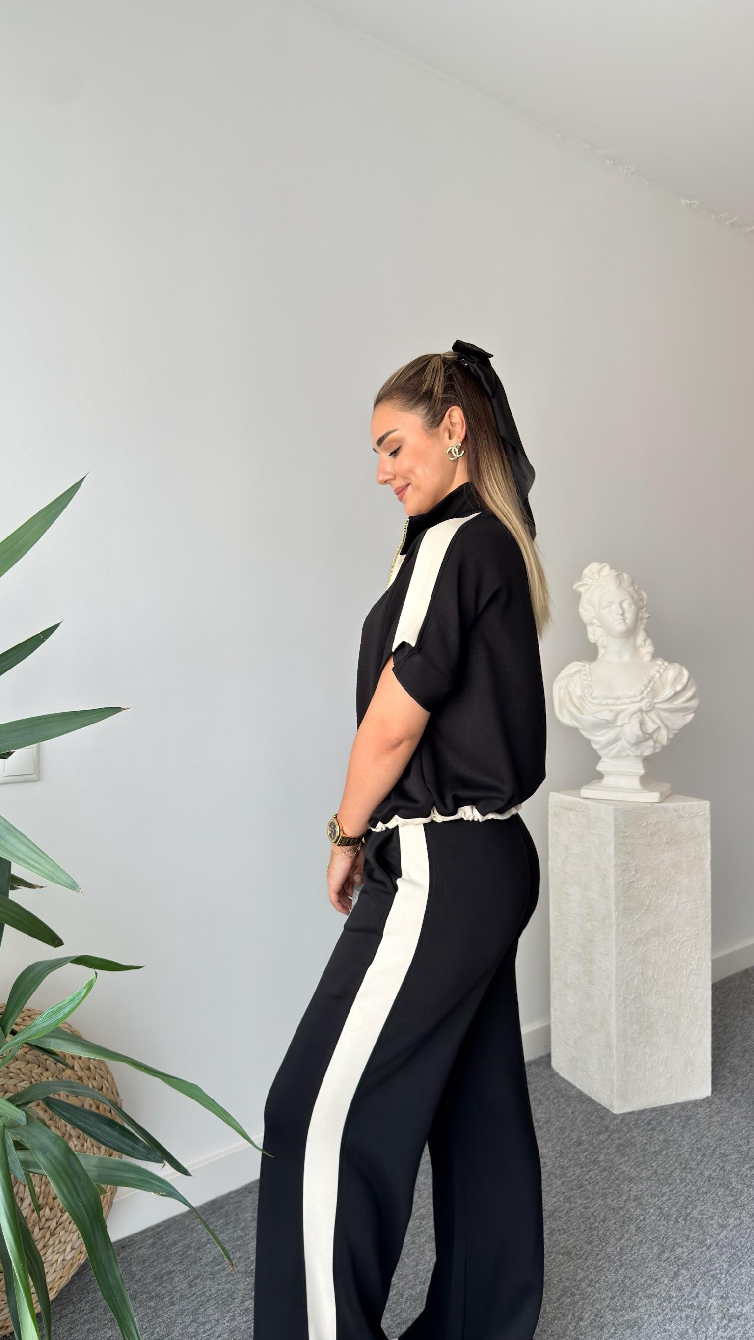 Marle Kısa Kol Şeritli Modal Takım