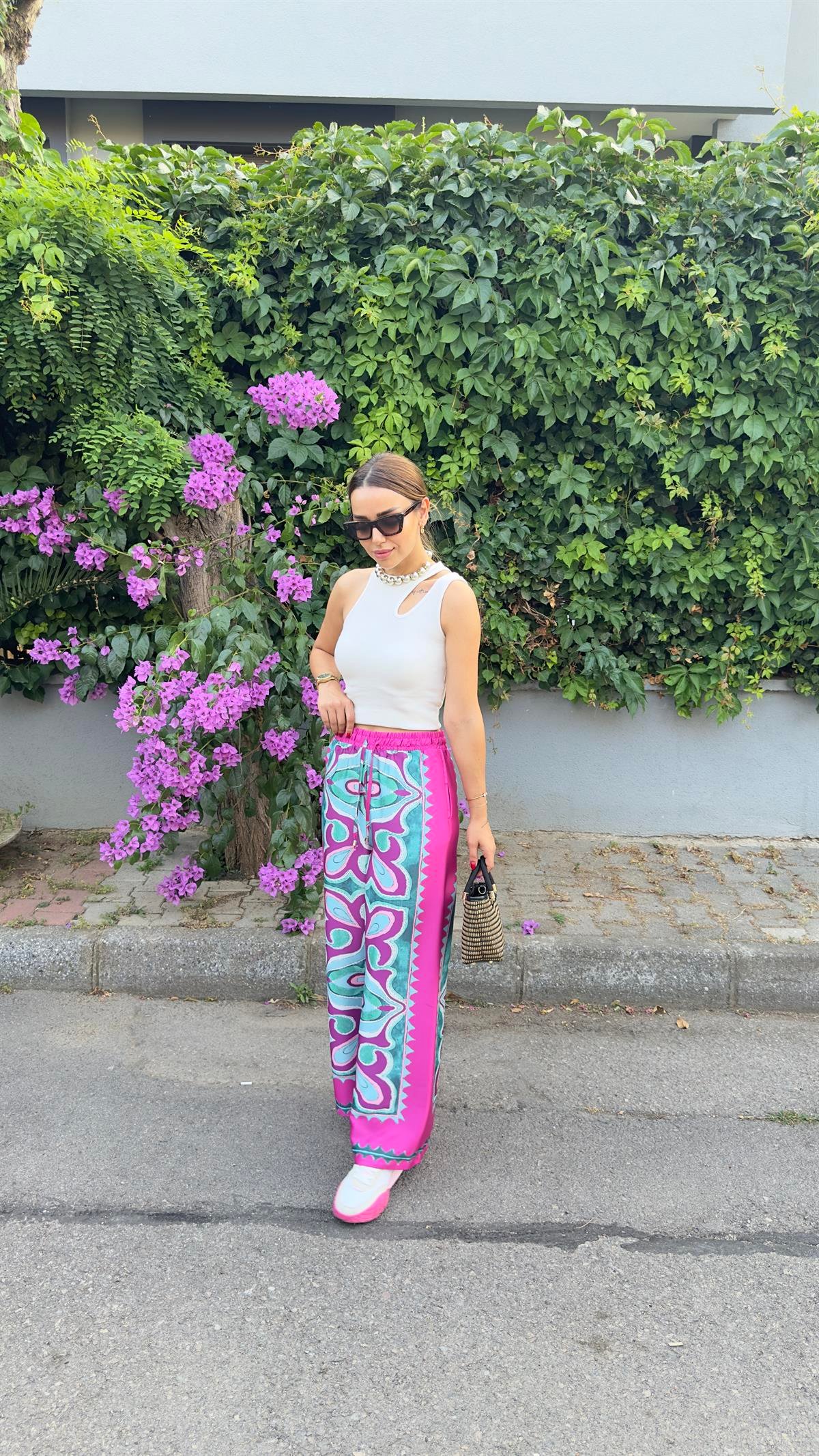 Zra Model Fuşya Etnik Desen Pantolon