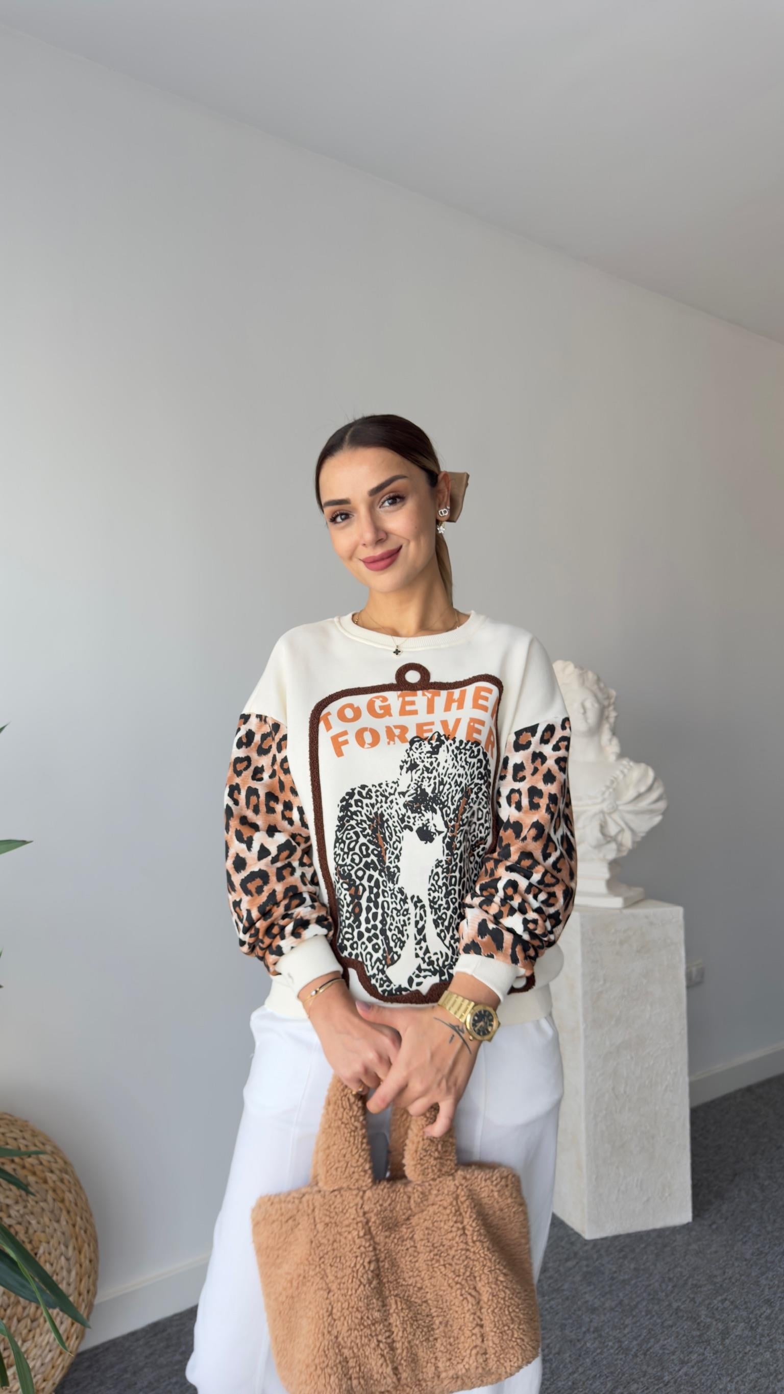 Brat Kollar Leopar Desenli Baskılı Sweat