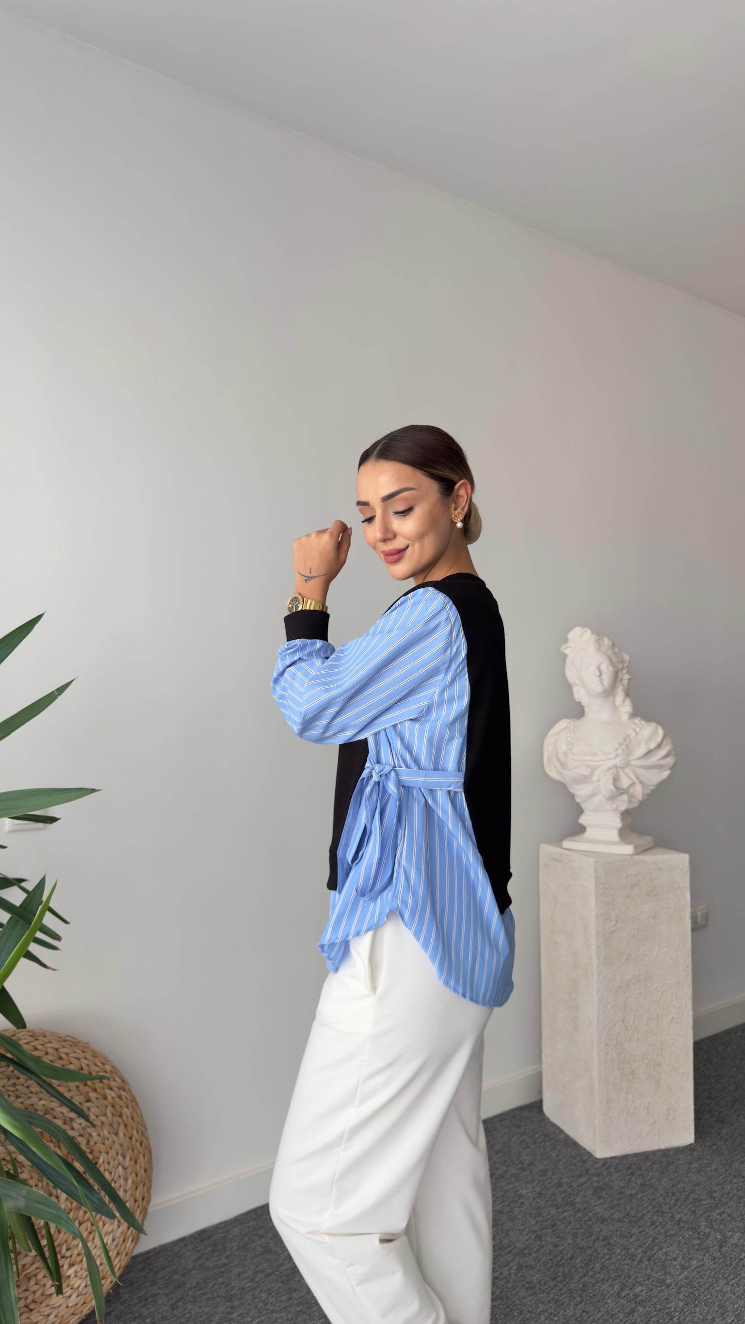 Endro Yan Gömlek Bağlamalı Modal Sweat