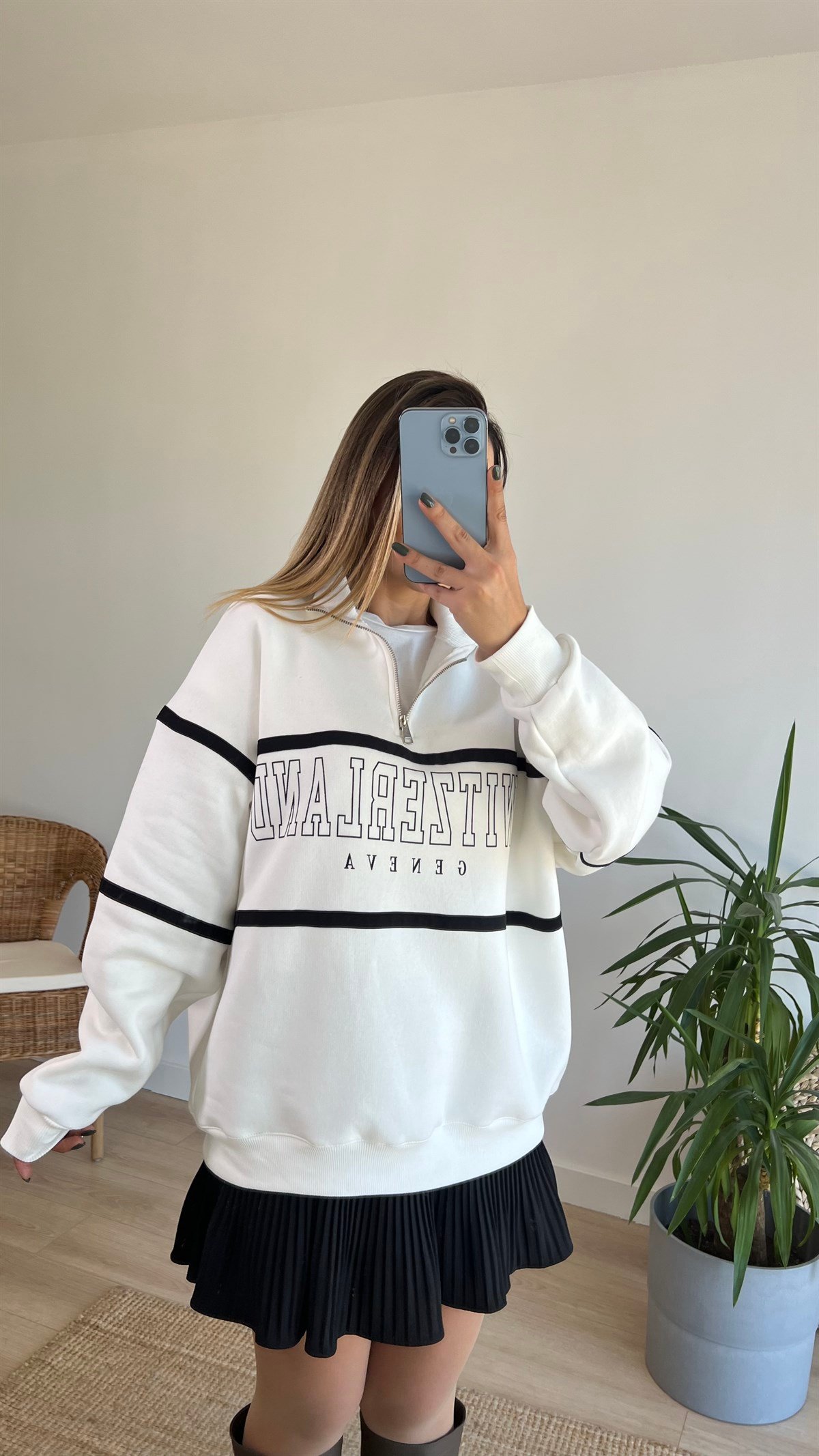 Yazı Detaylı Unisex Sweatshirt