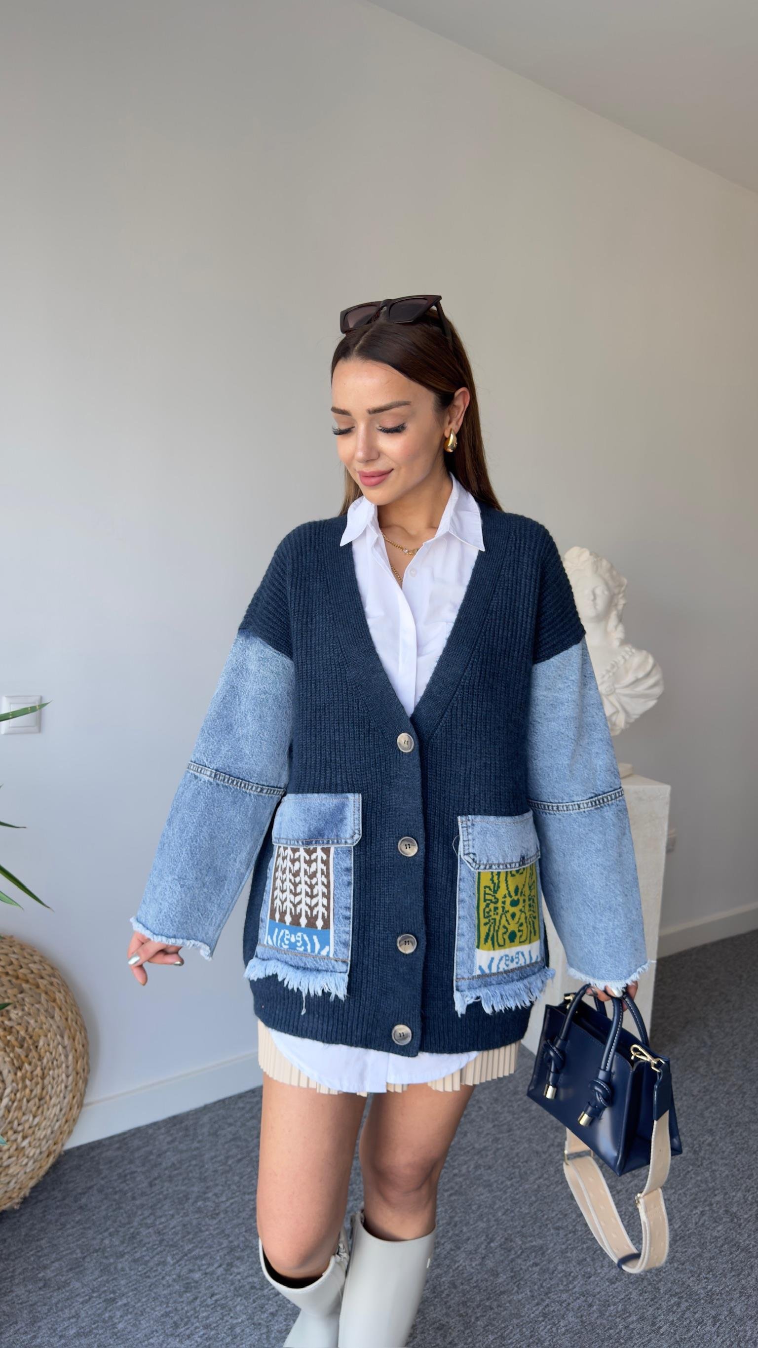 Lesa Kot Garnili Lacivert Hırka