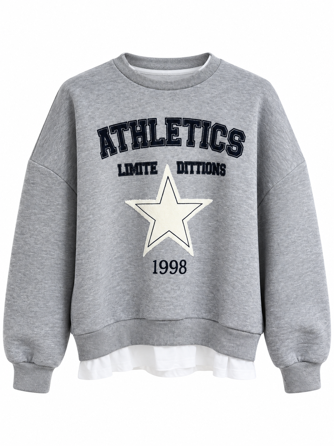 Yıldız Baskı Detaylı Gri Sweatshirt