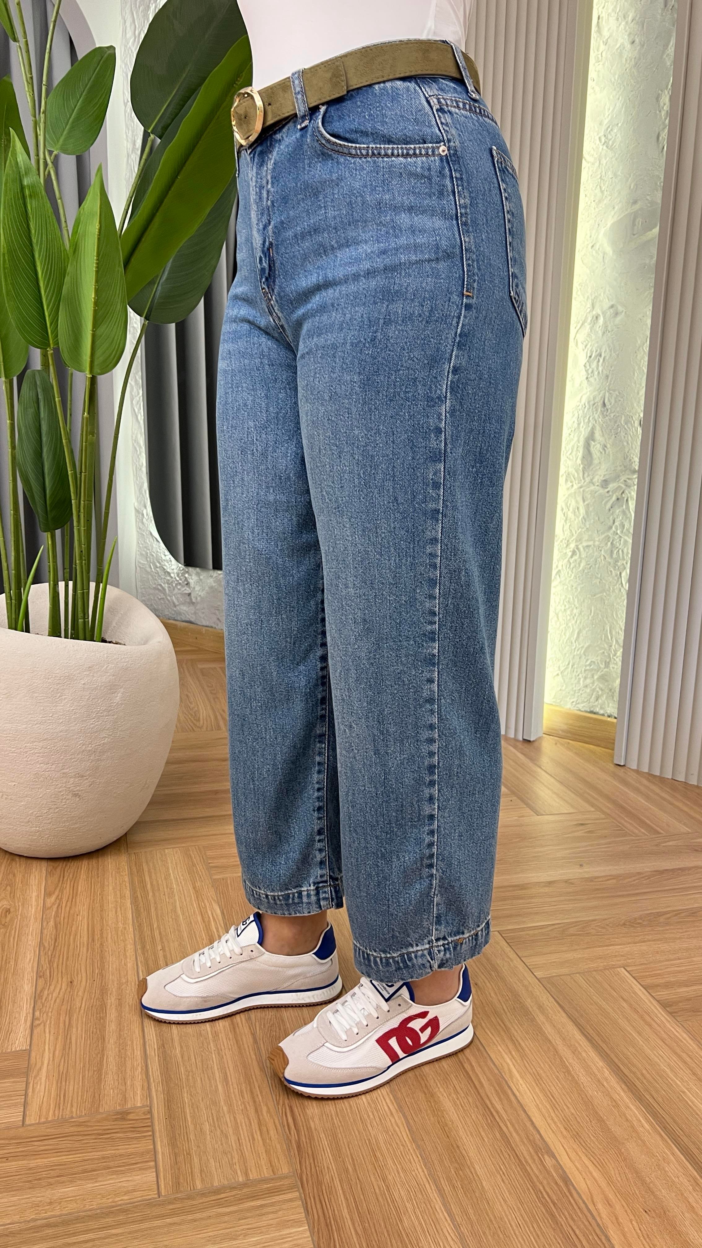 Mavi Kemerli Culotte Jean