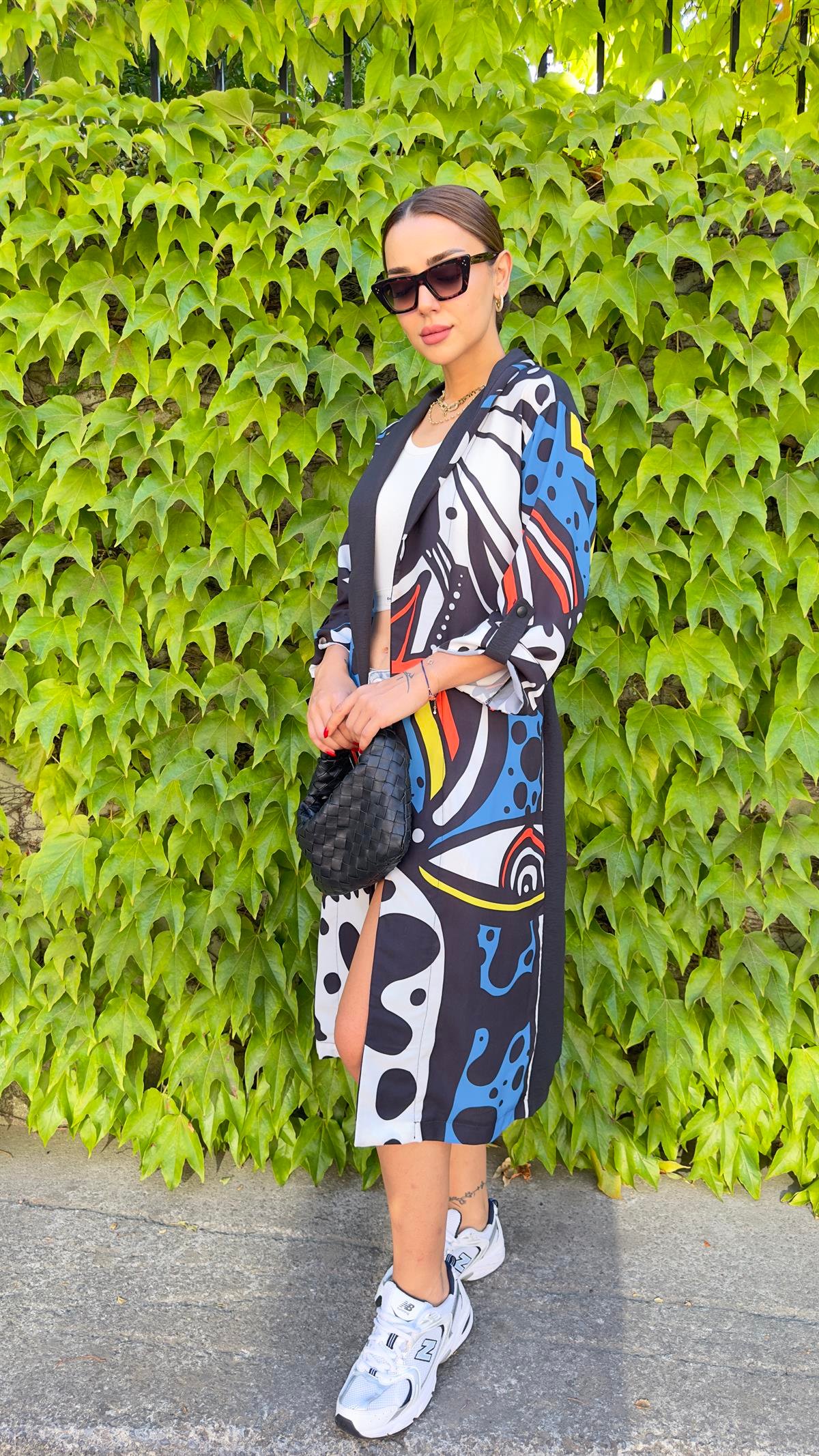 Bel Lastikli Karışık Desen Tasarım Kimono