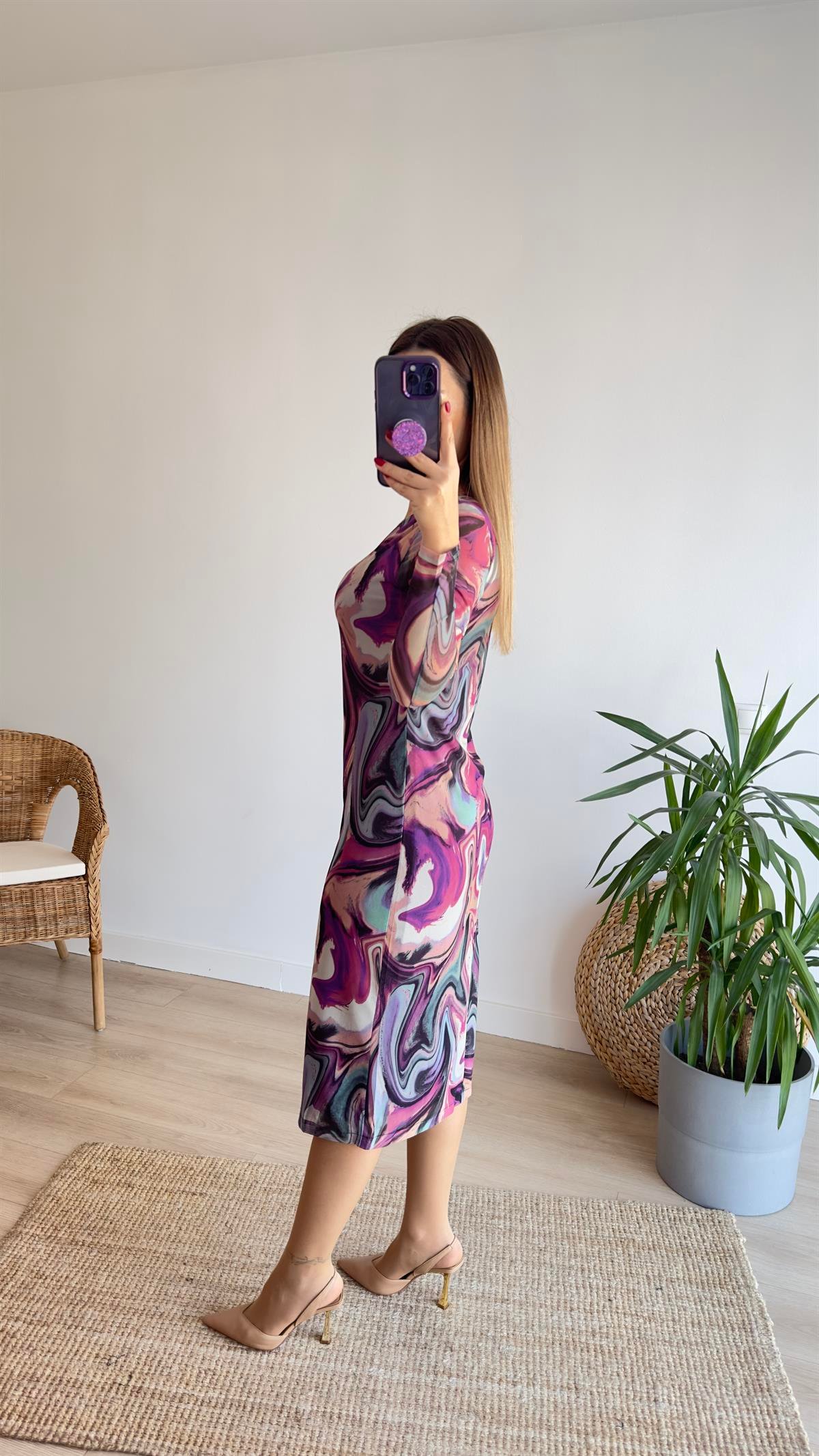 Renkli Batik Desen Elbise 