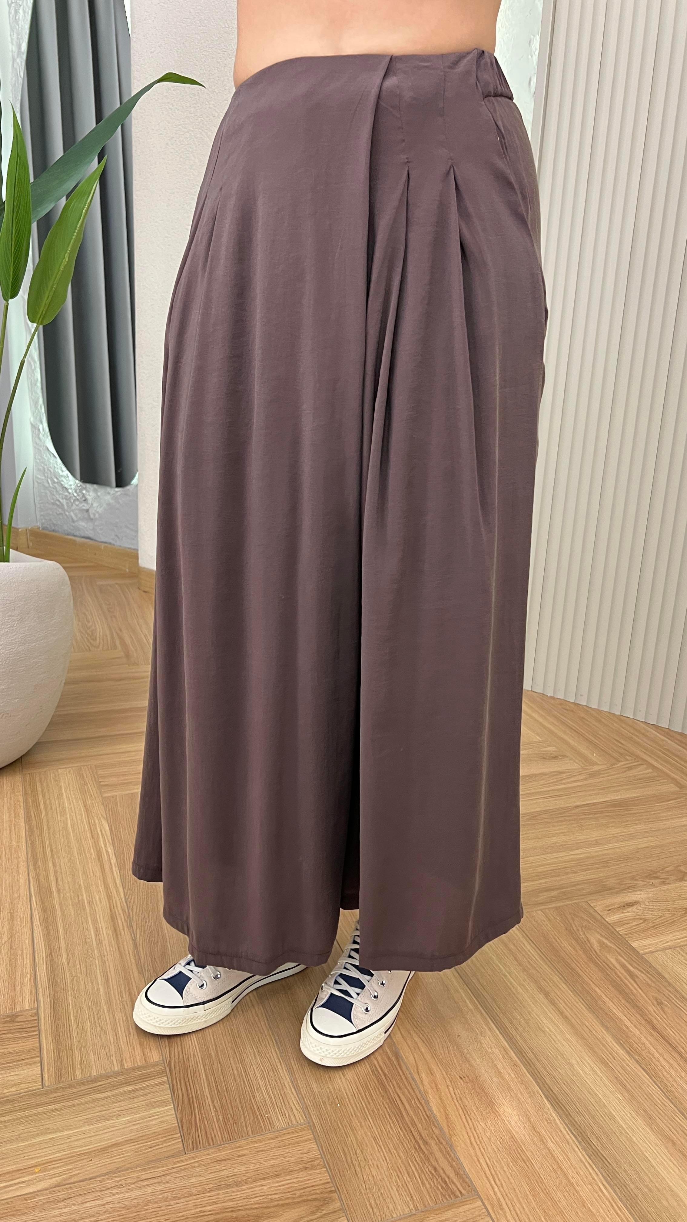 Kahve Astra Etek Görünümlü Tensel Pantolon