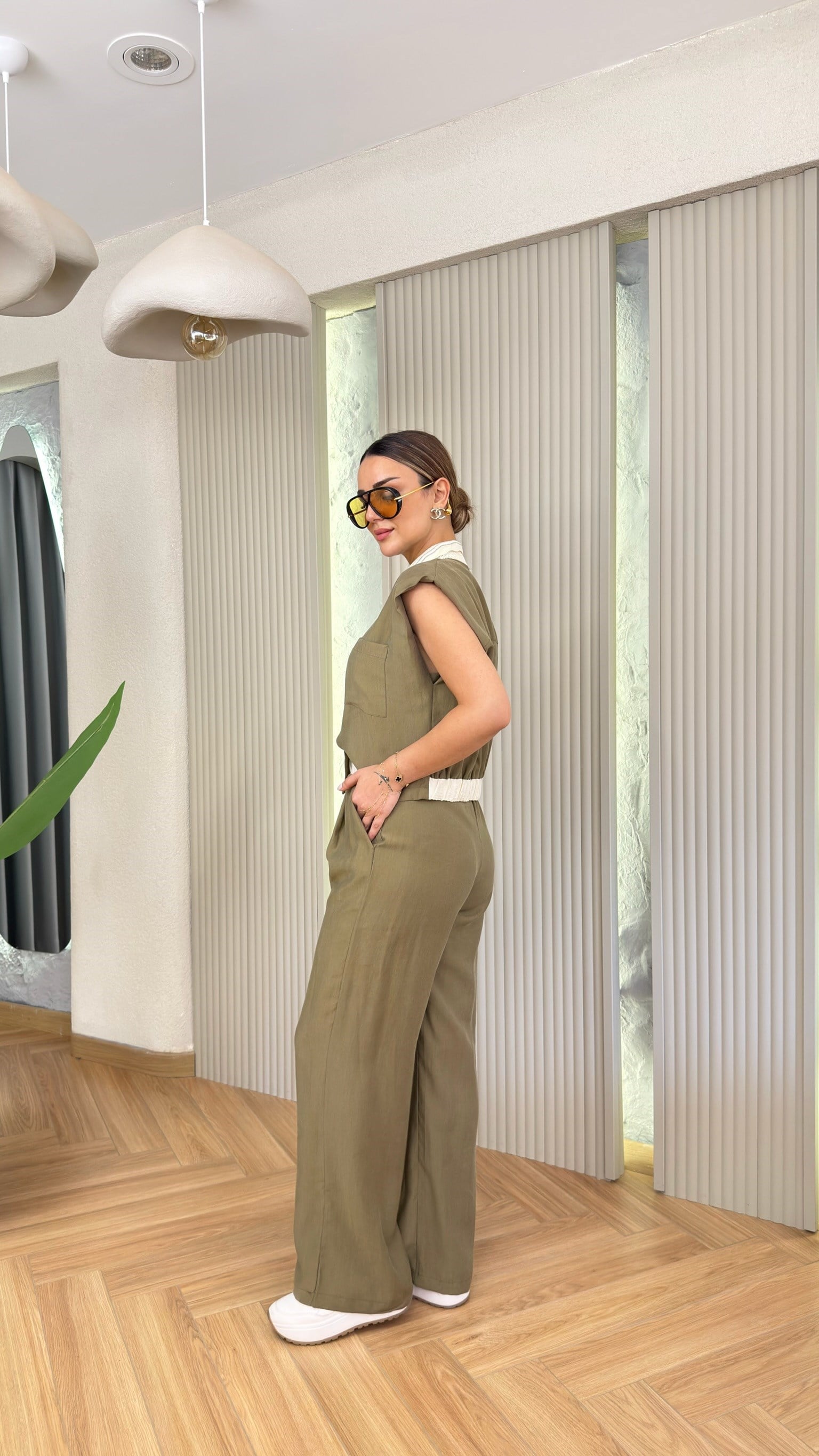 Haki Yaka Garnili Tws Model Tensel Takım