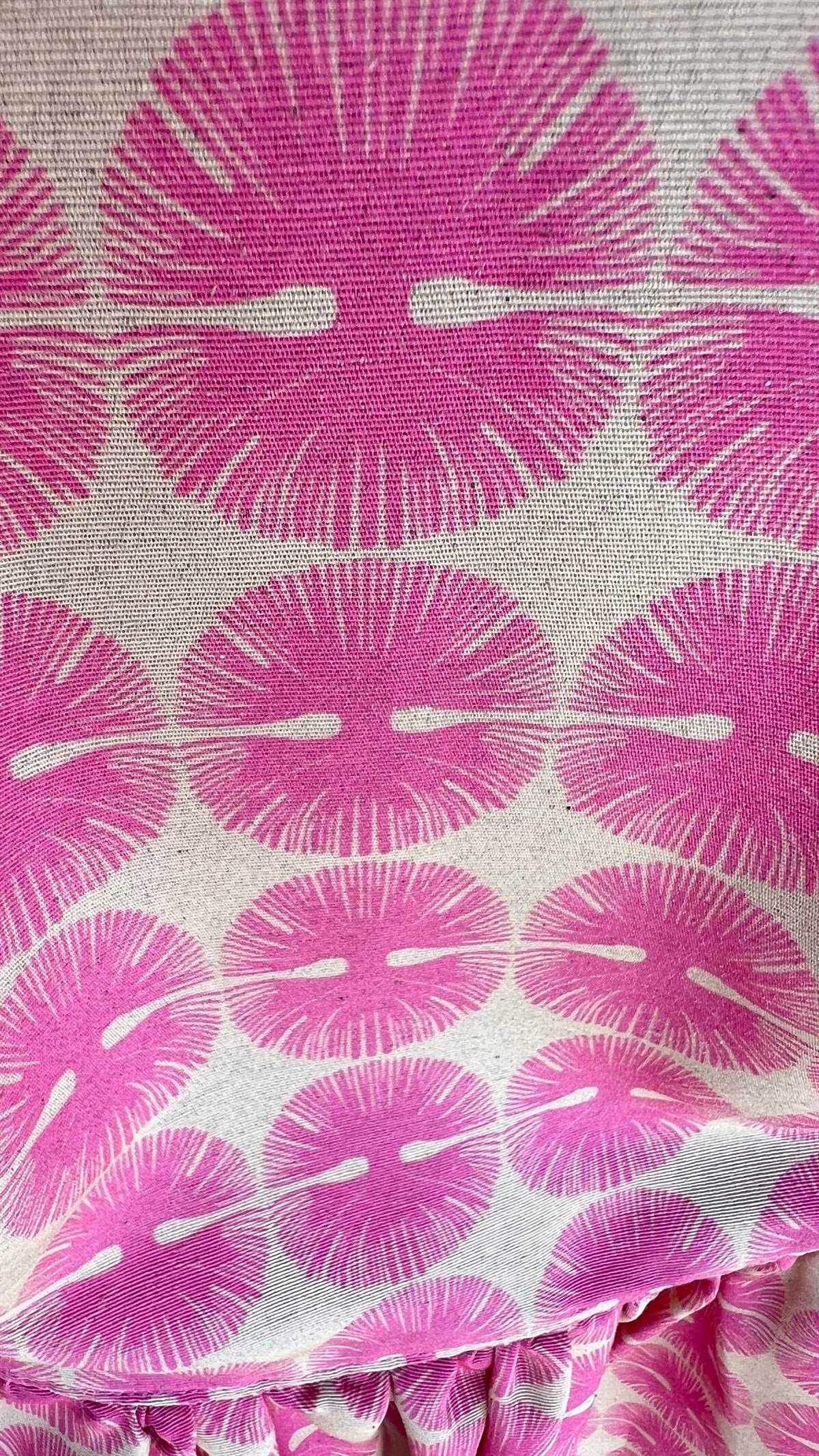 Pembe Desenli Cepli Keten Elbise