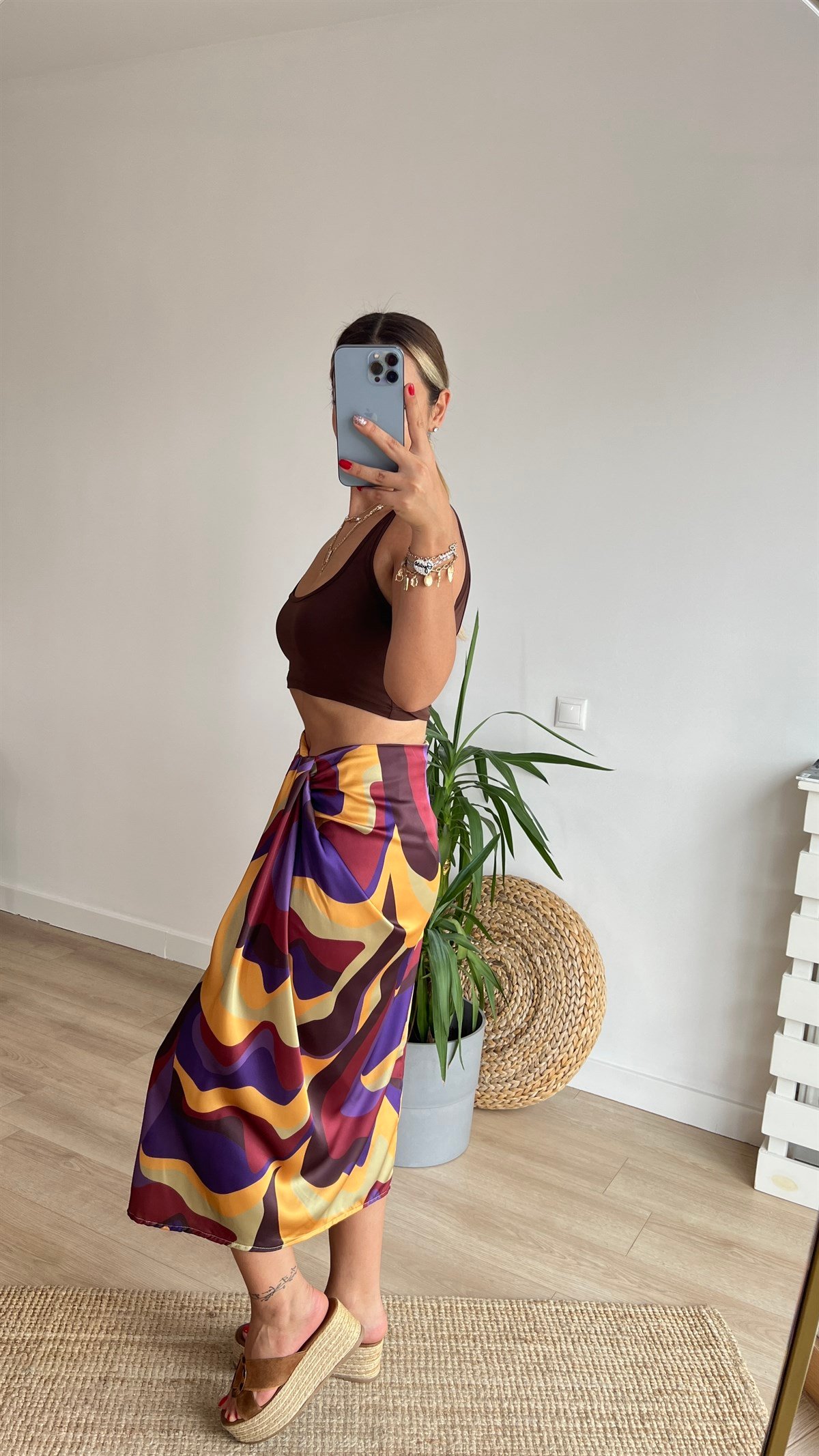 Zara Model Desenli Anvelop Etek 