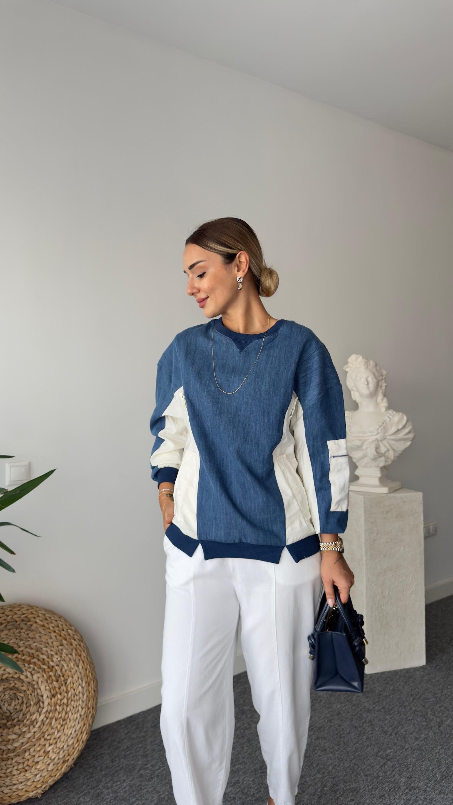 Aliya Paraşüt Garnili Kot Sweat