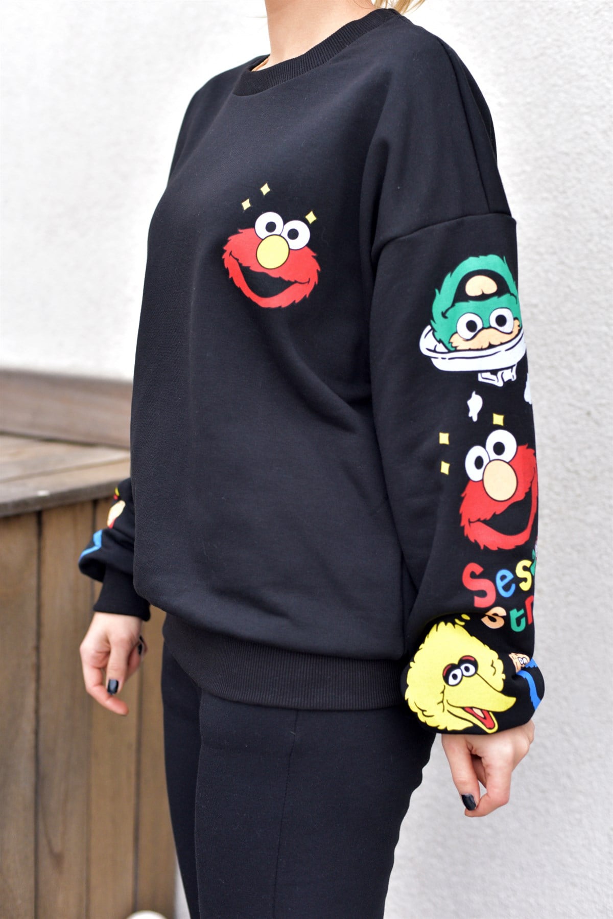 Sesame Street Siyah Sweatshirt