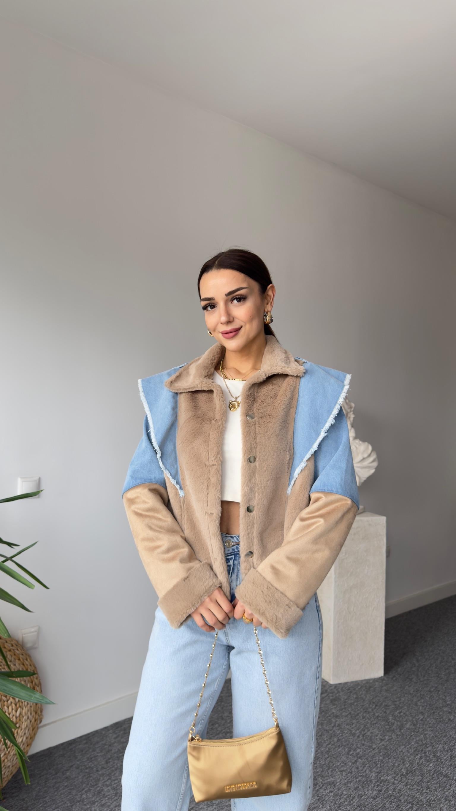 Brale Kot Detaylı Süet Mont