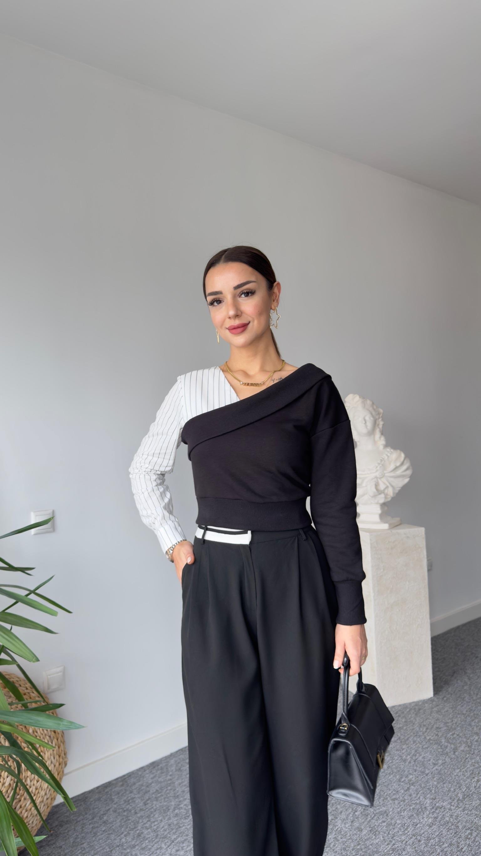 Gömlek Garni Ön Arka V Sweatshirt