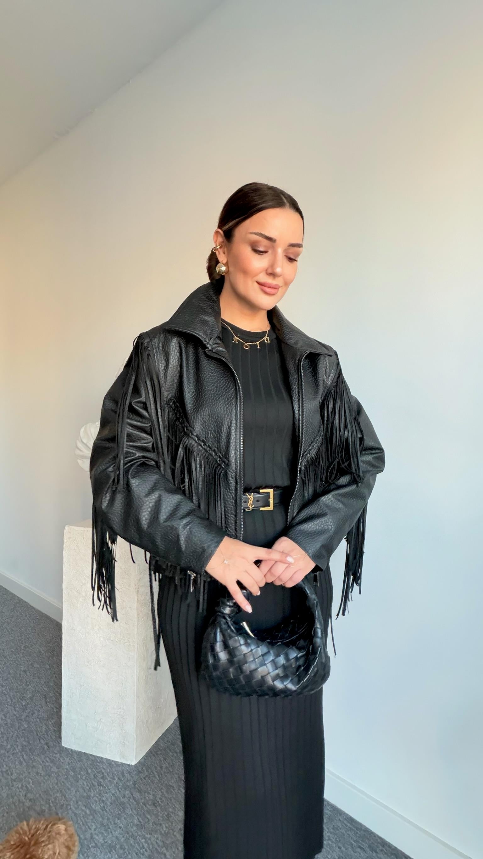 Lorch Püskül Detaylı Muadil Deri Ceket