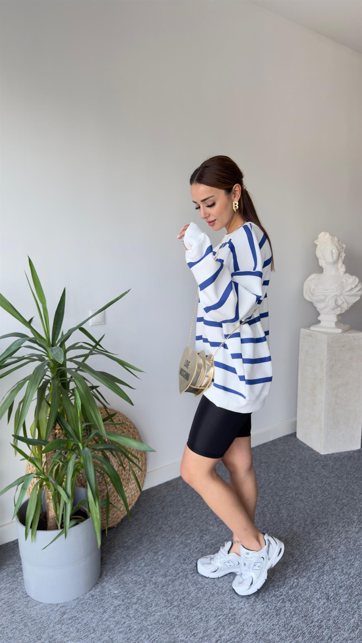 Raise Mavi Çizgili Şardonlu Sweat