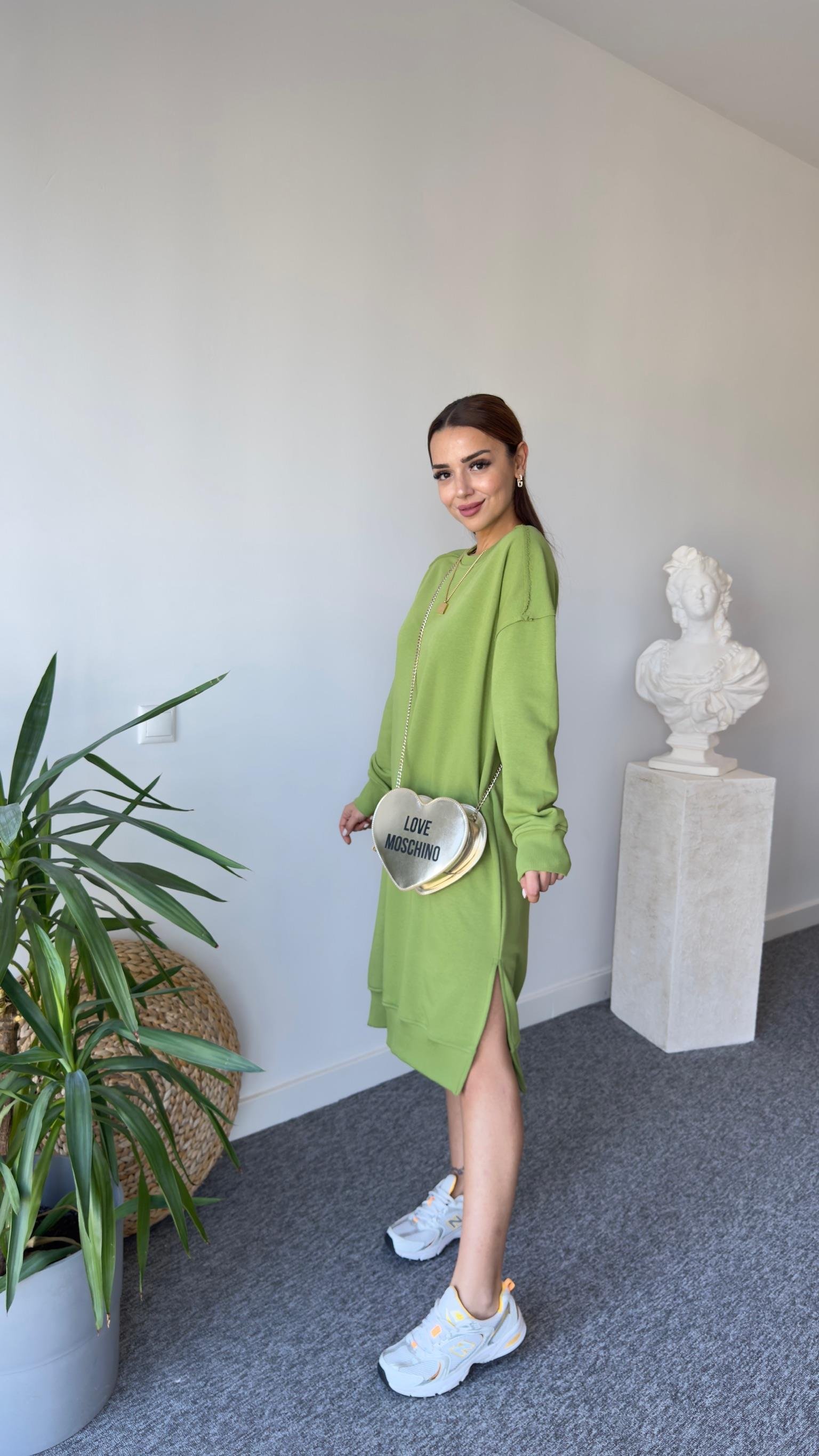 Yeşil Üç İplik Sweat Elbise 
